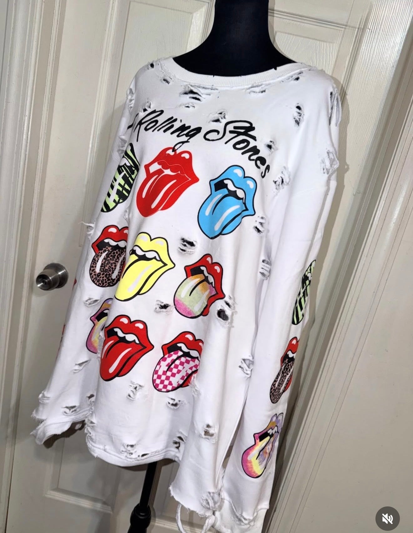 The Rolling Stones Oversized Distressed Sweatshirt