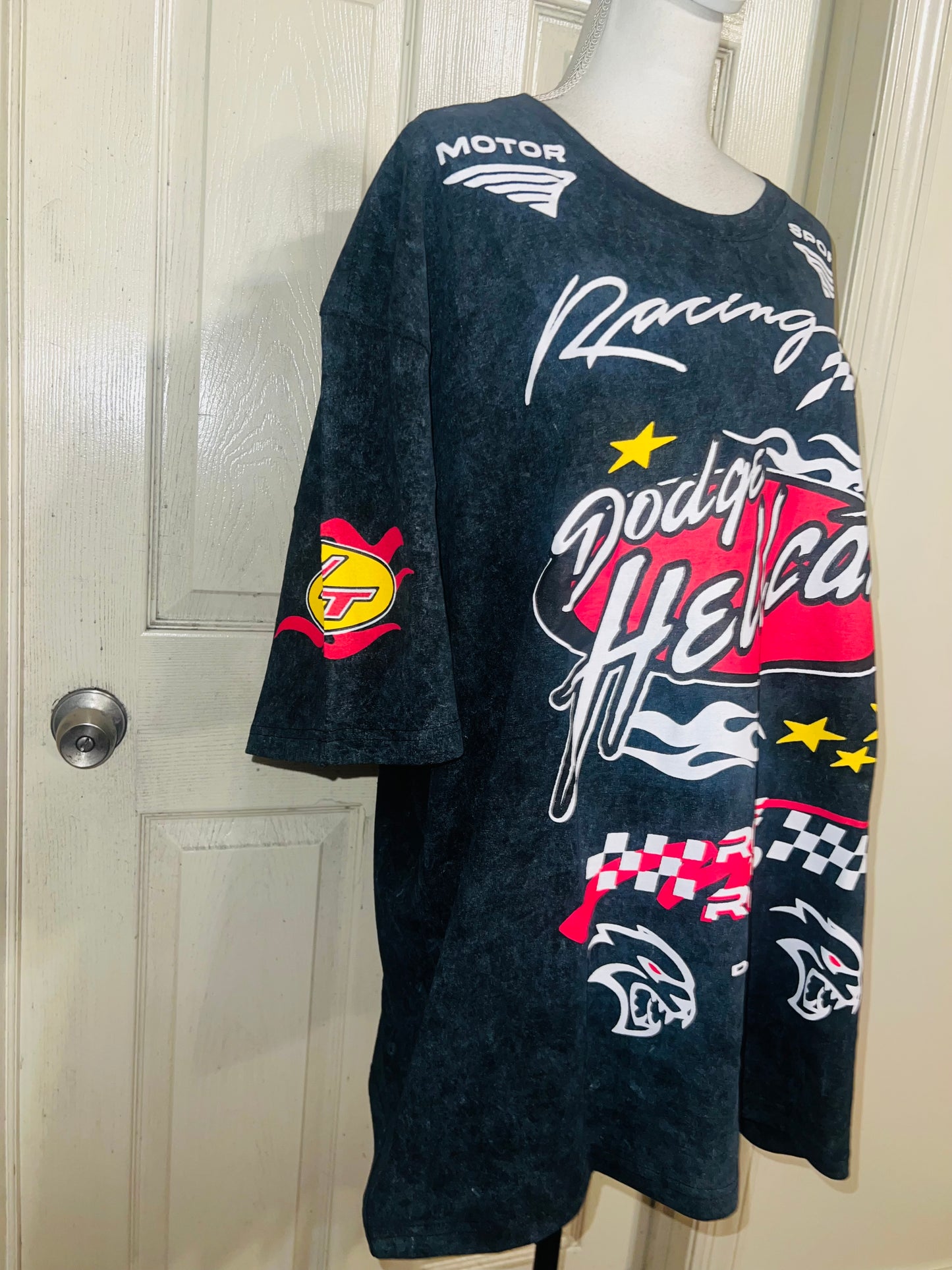 Dodge Hellcat Racing Oversized Distressed Tee  on