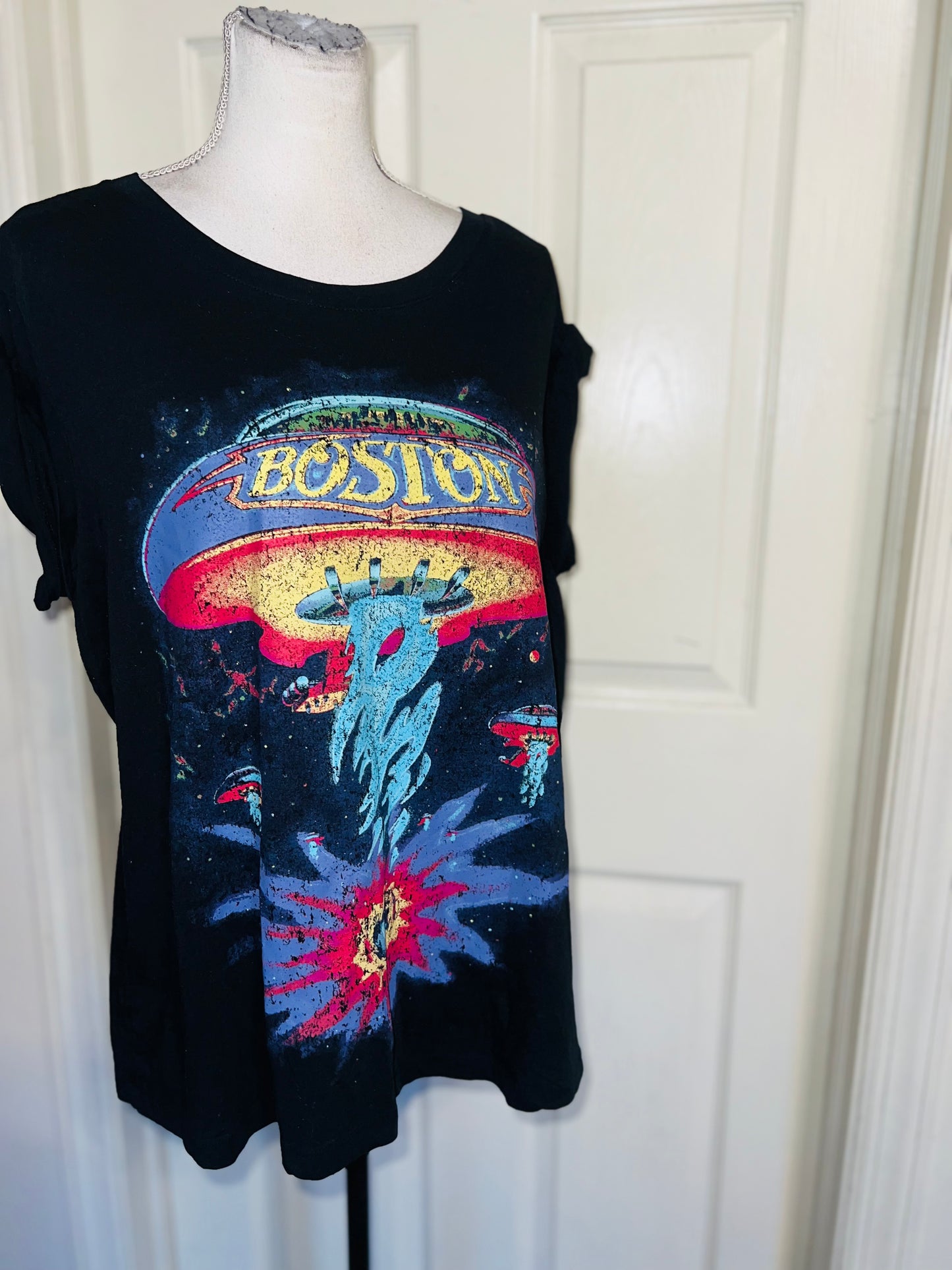 Boston Double Sided Oversized Distressed Tee