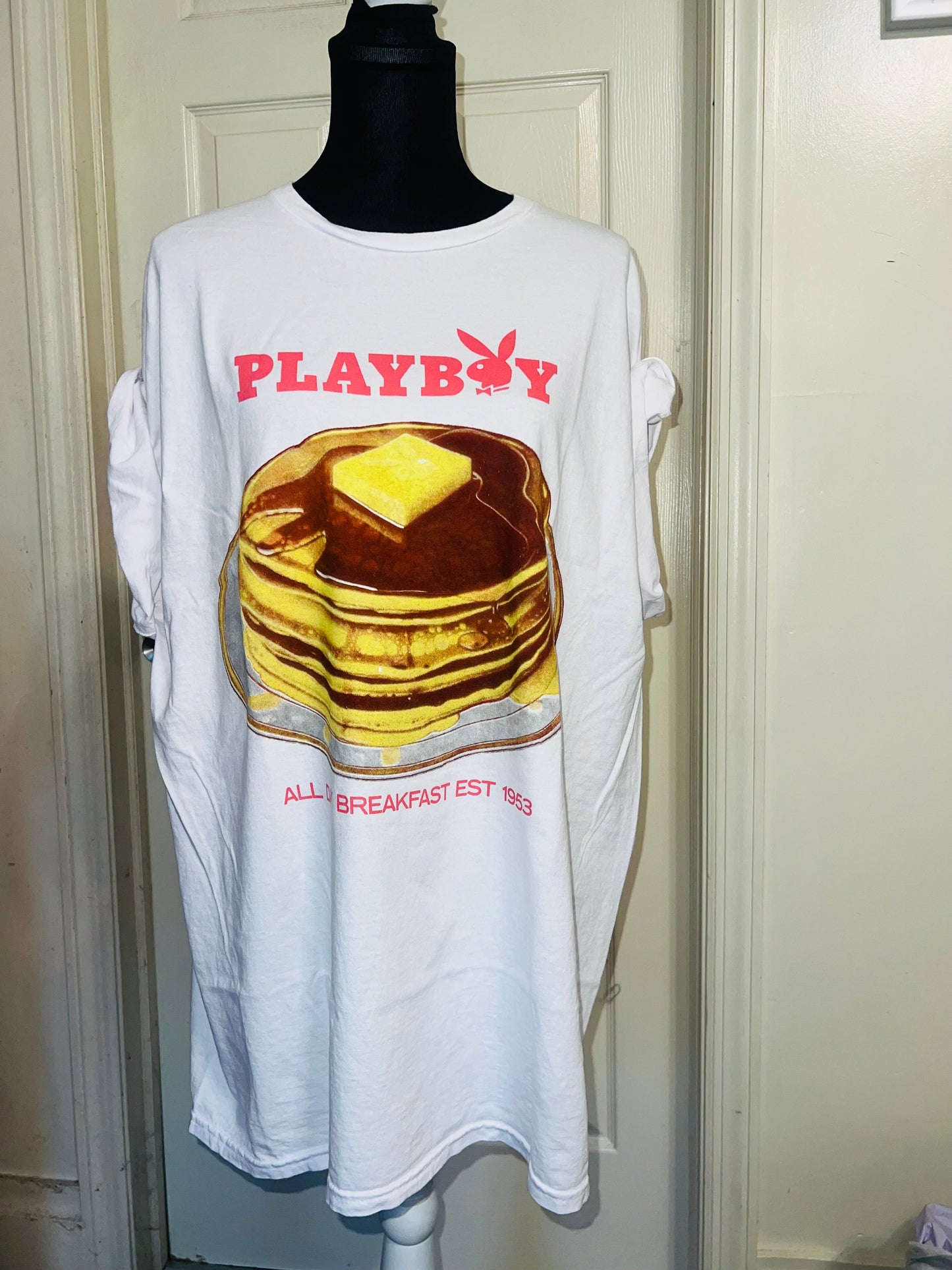 Playboy Pancake Double Sided Distressed Tee