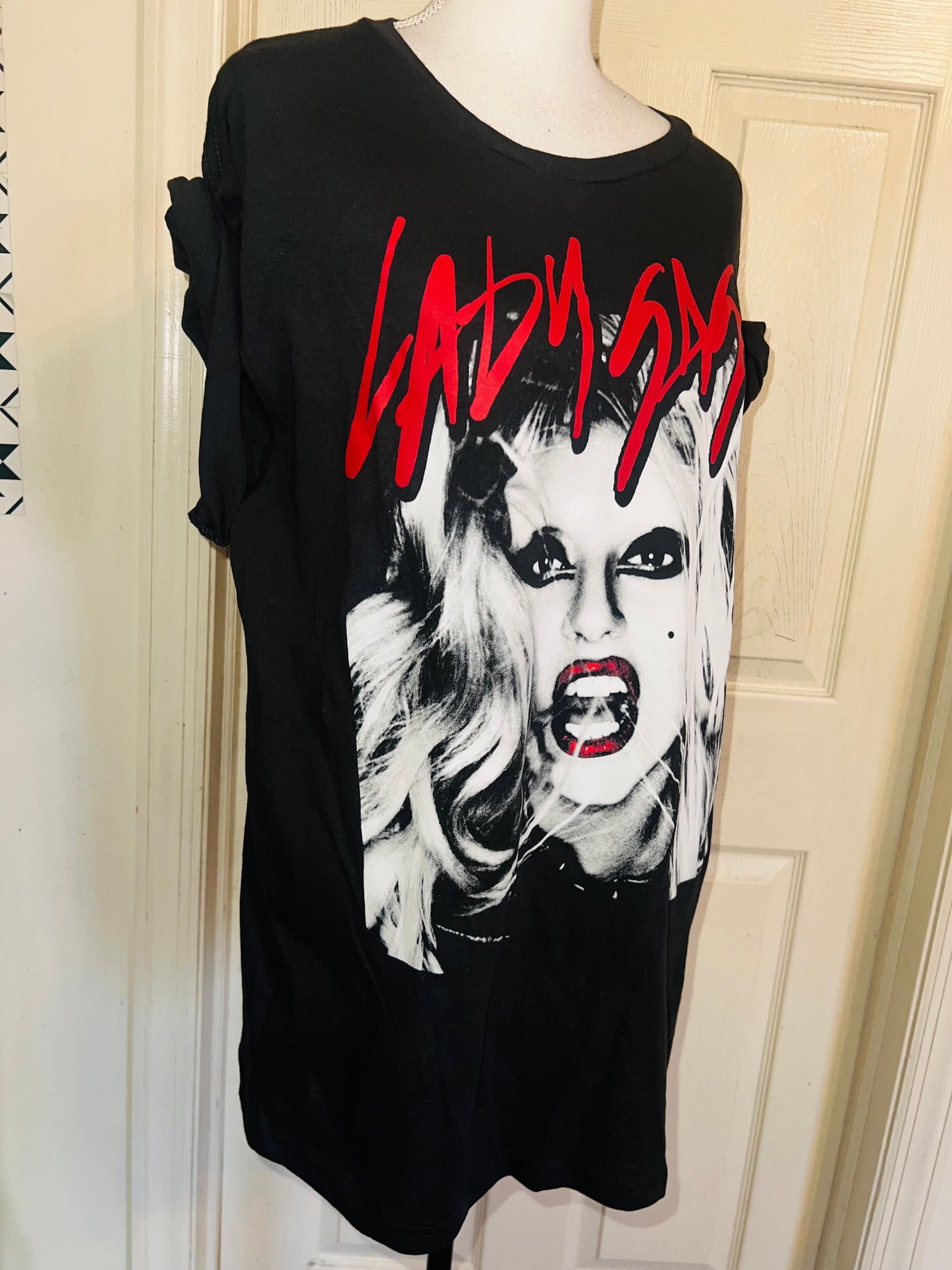 Lady Gaga Oversized Distressed Tee