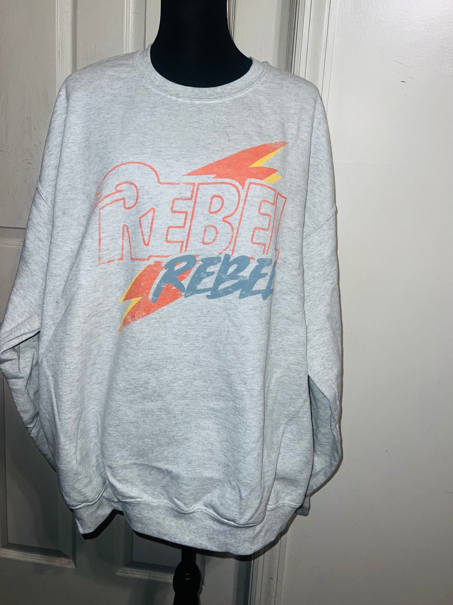 Rebel Rebel Bowie Oversized Distressed Sweatshirt