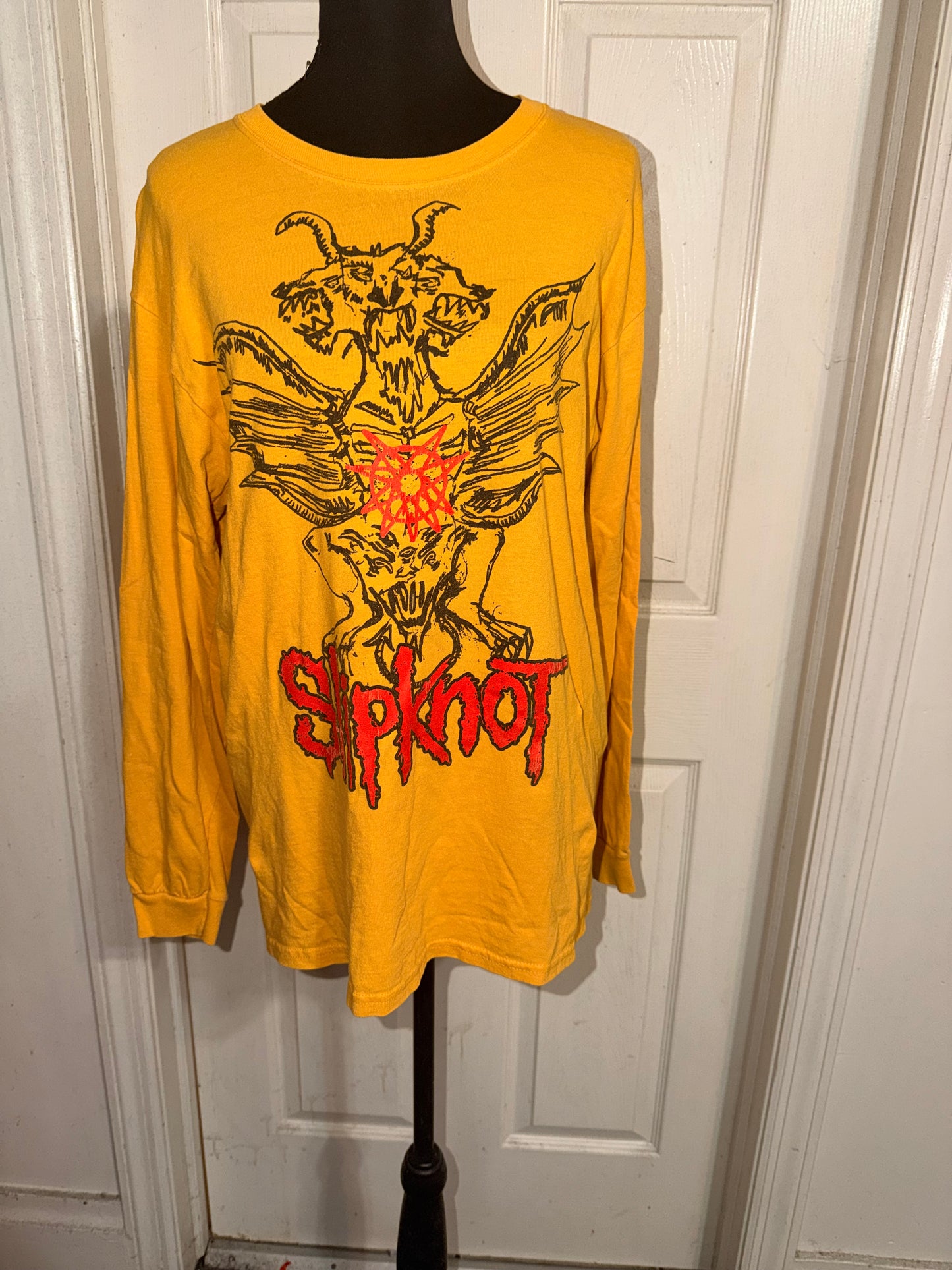 Slipknot Double Sided Vintage Oversized Distressed Long Sleeve Tee