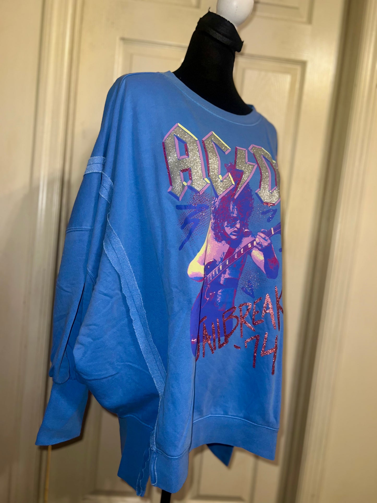 AC/DC Oversized Distressed Sweatshirt