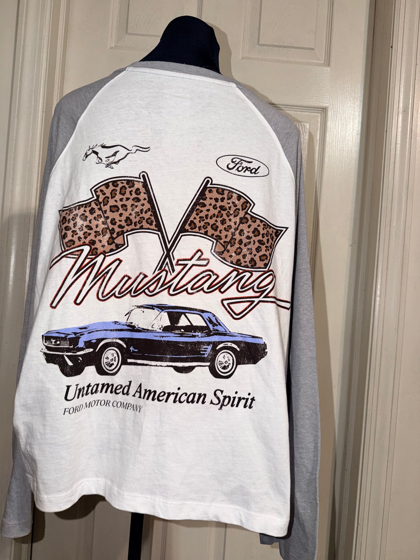 Ford Mustang Double Sided Oversized Distressed Long Sleeve Tee