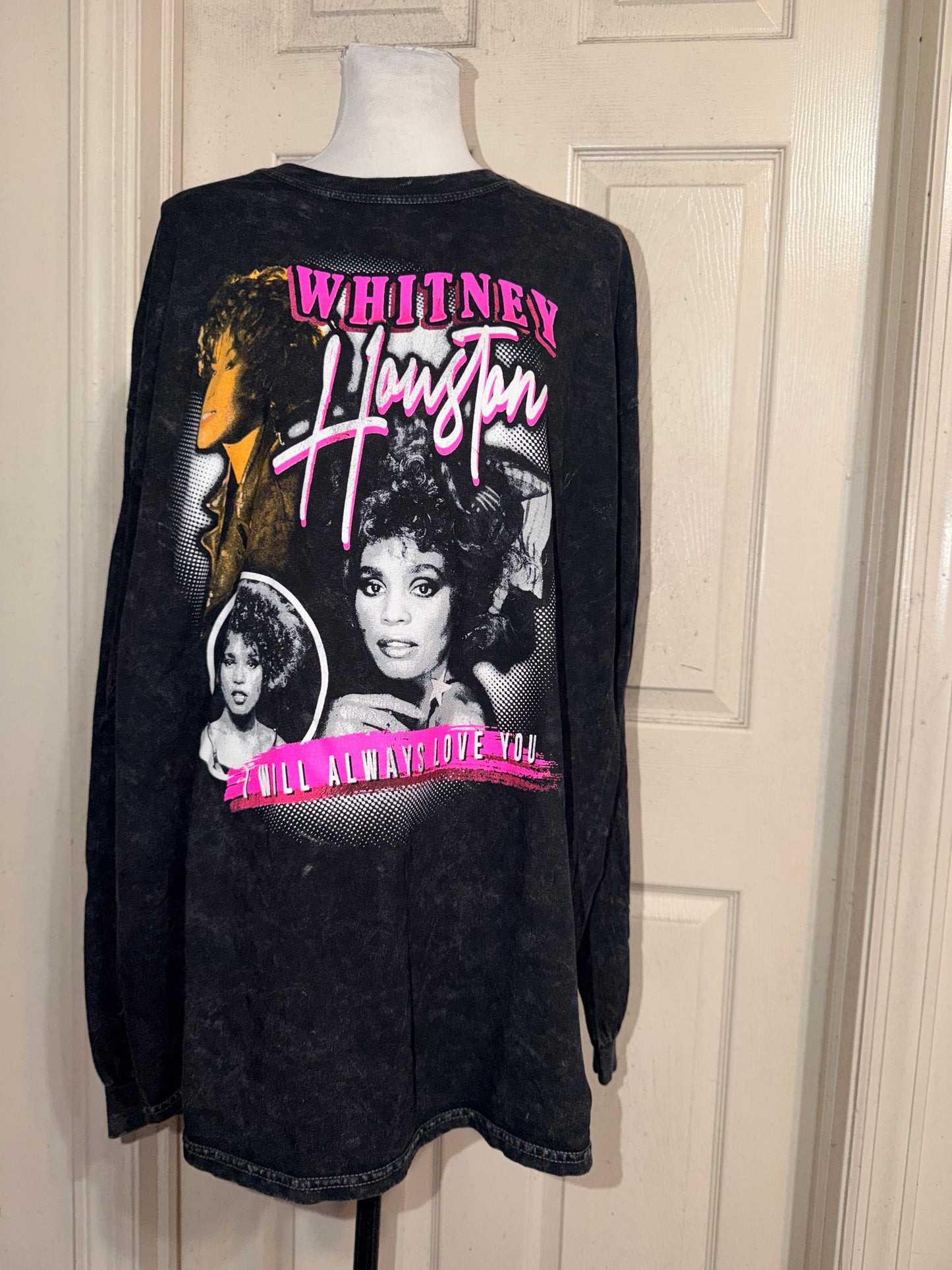 Whitney Houston Oversized Distressed Long Sleeve Tee