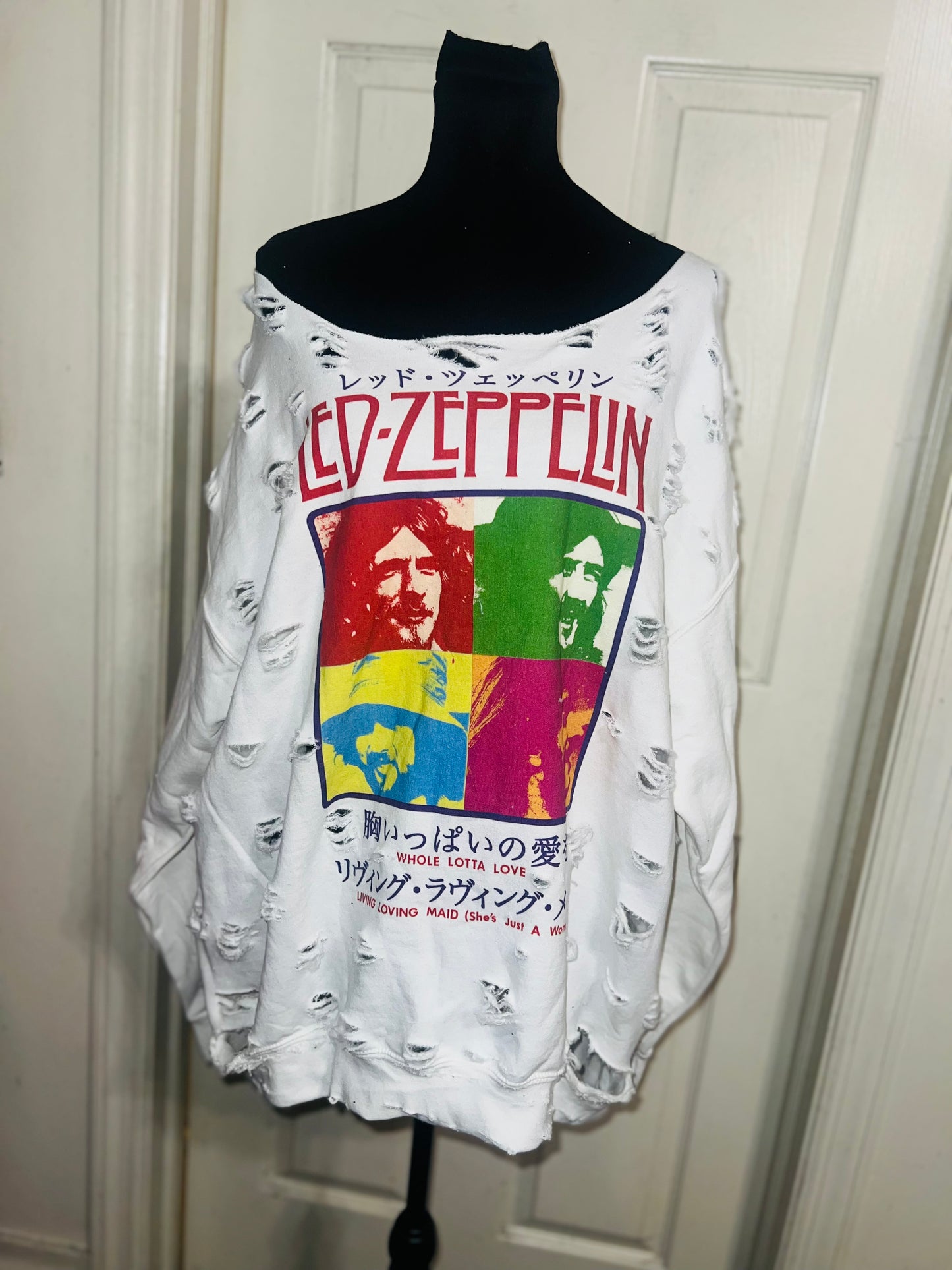 Led Zeppelin Oversized Distressed Sweatshirt