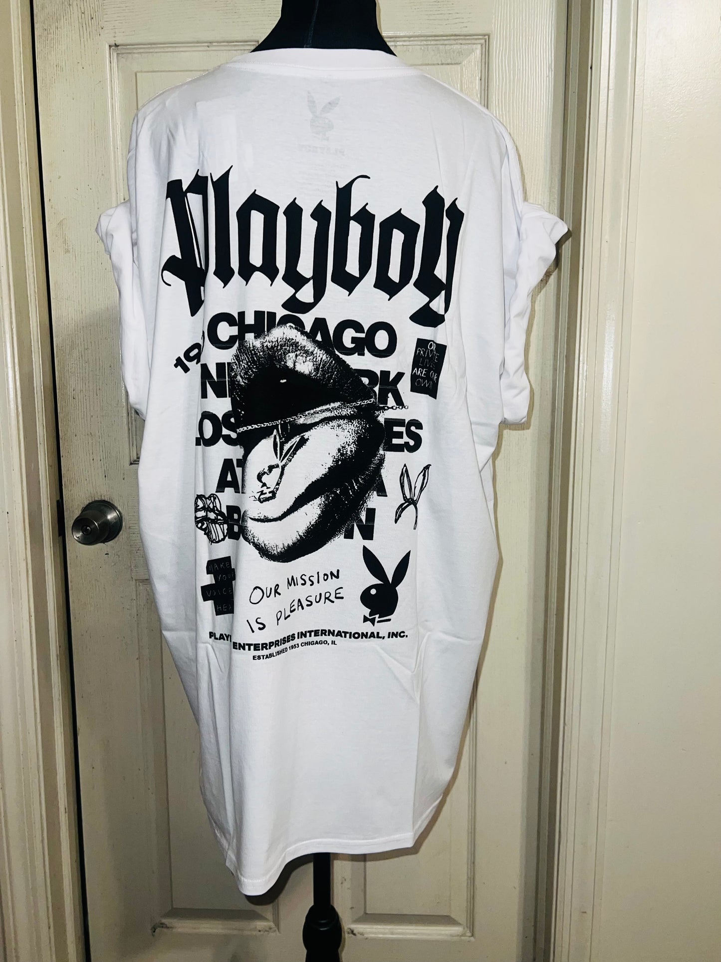 Playboy Double Sided Oversized Distressed Tee