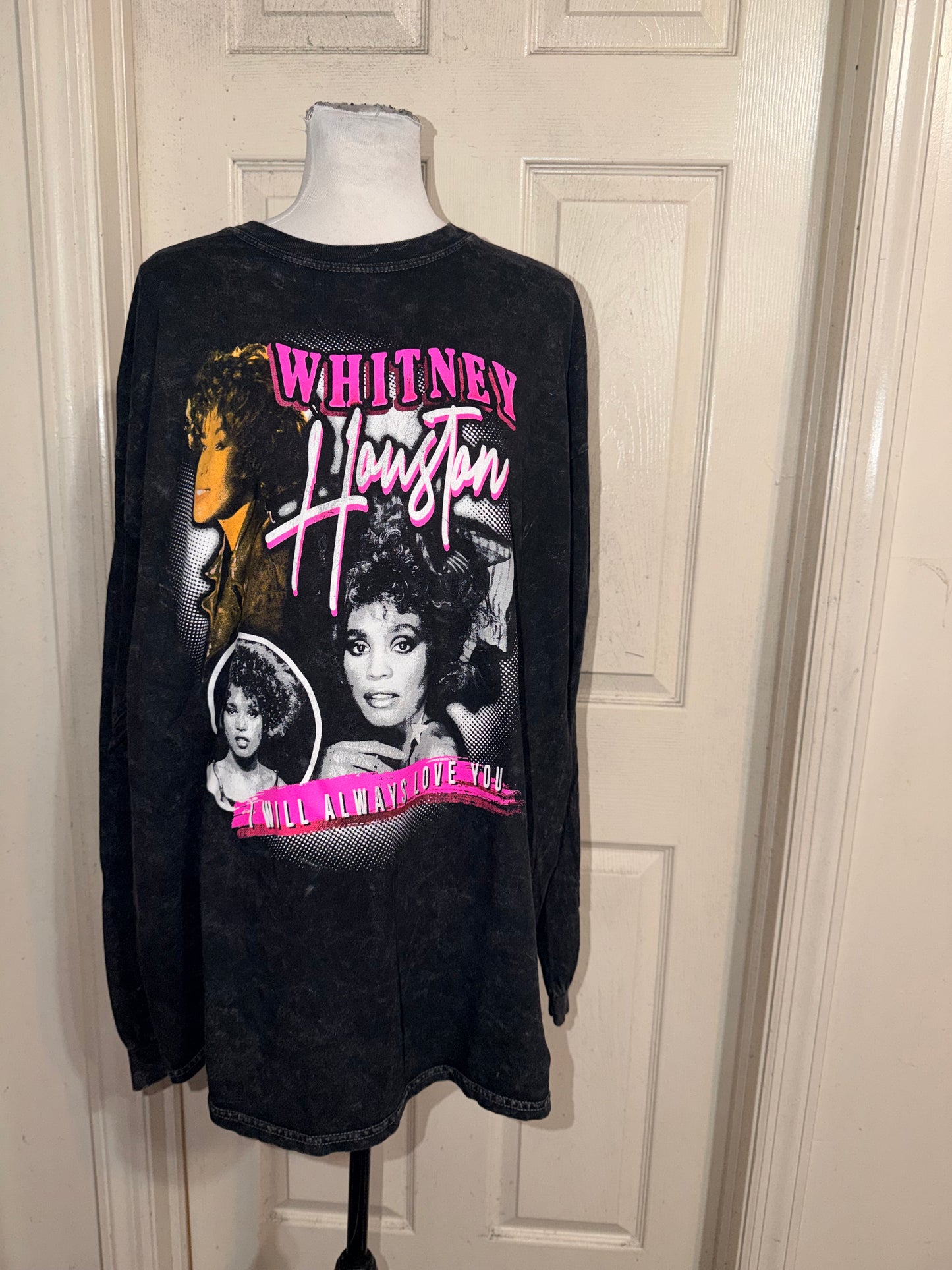Whitney Houston Oversized Distressed Long Sleeve Tee