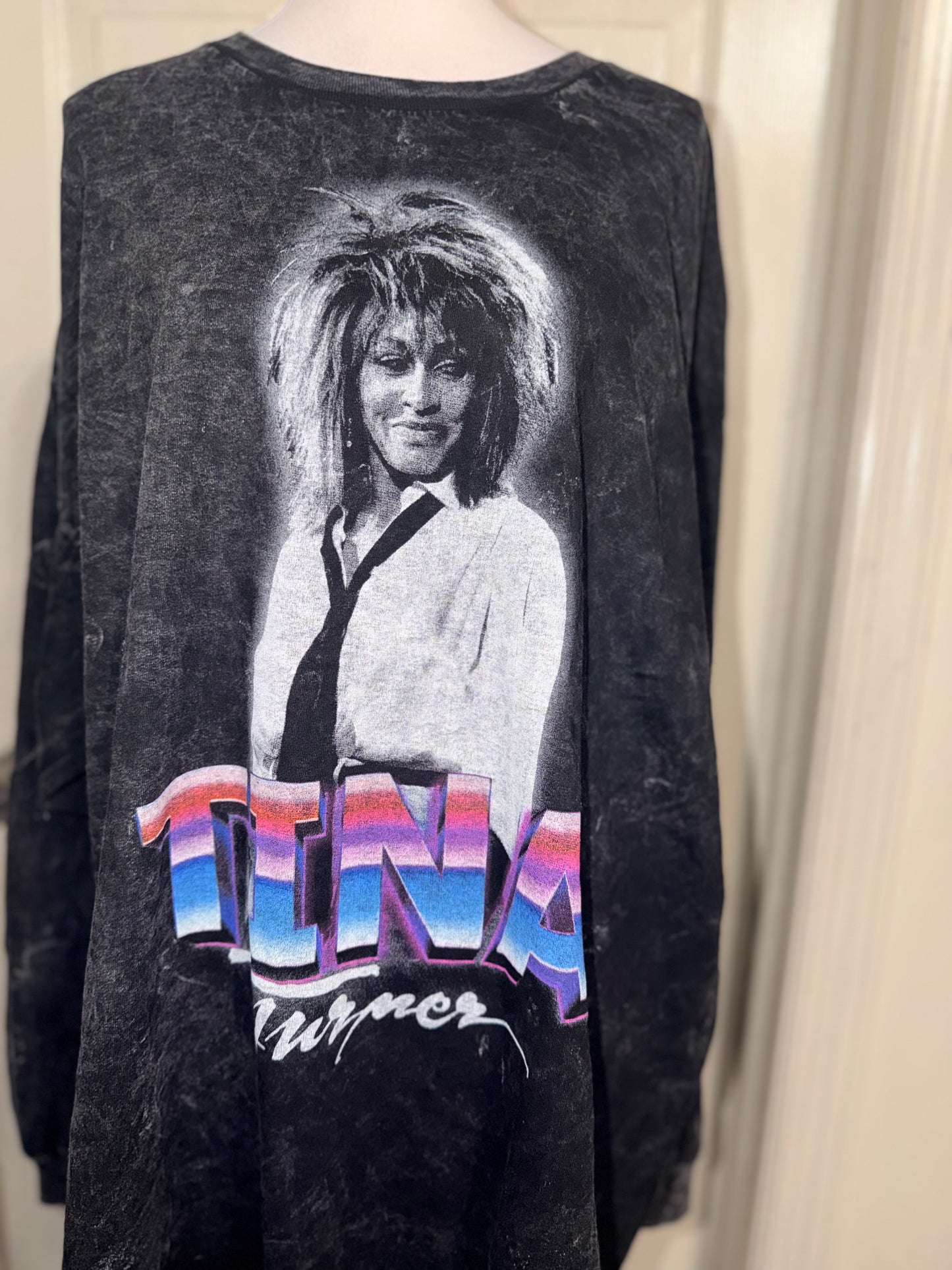 Tina Turner Oversized Distressed Long Sleeve Tee