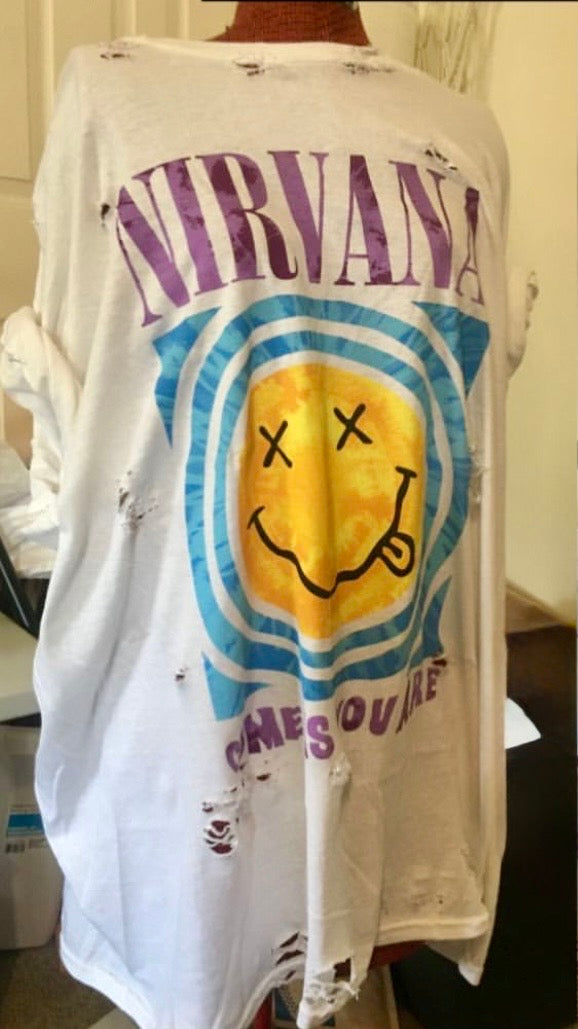 Nirvana Oversized Distressed Tee