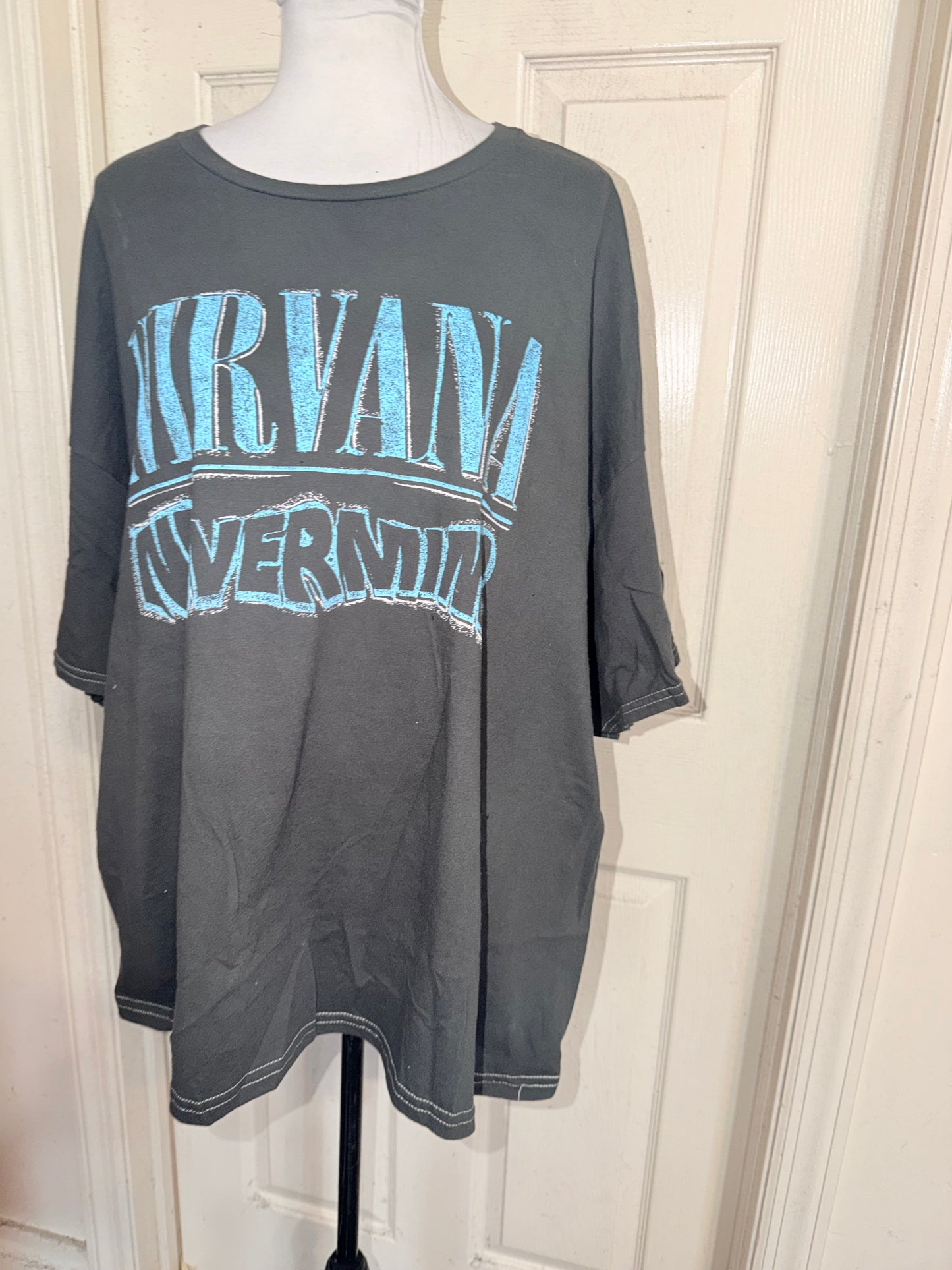 Nirvana Double Sided Oversized Distressed Tee