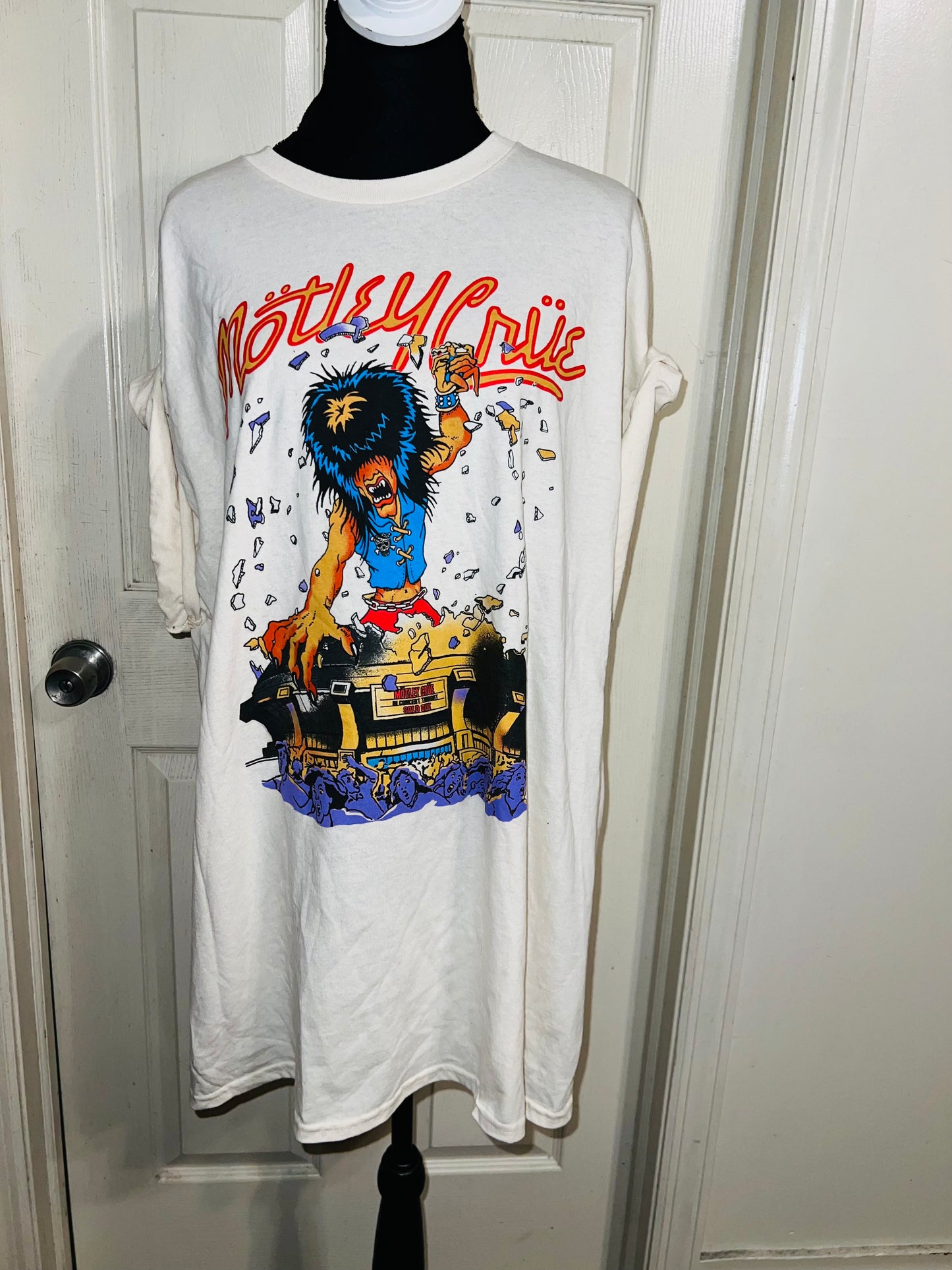 Motley Crue Tour Double Sided  Oversized Distressed Tee