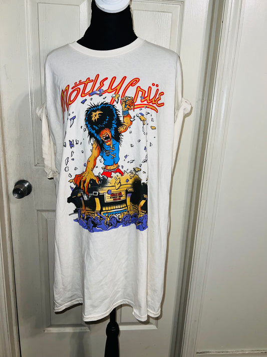 Motley Crue Tour Double Sided  Oversized Distressed Tee