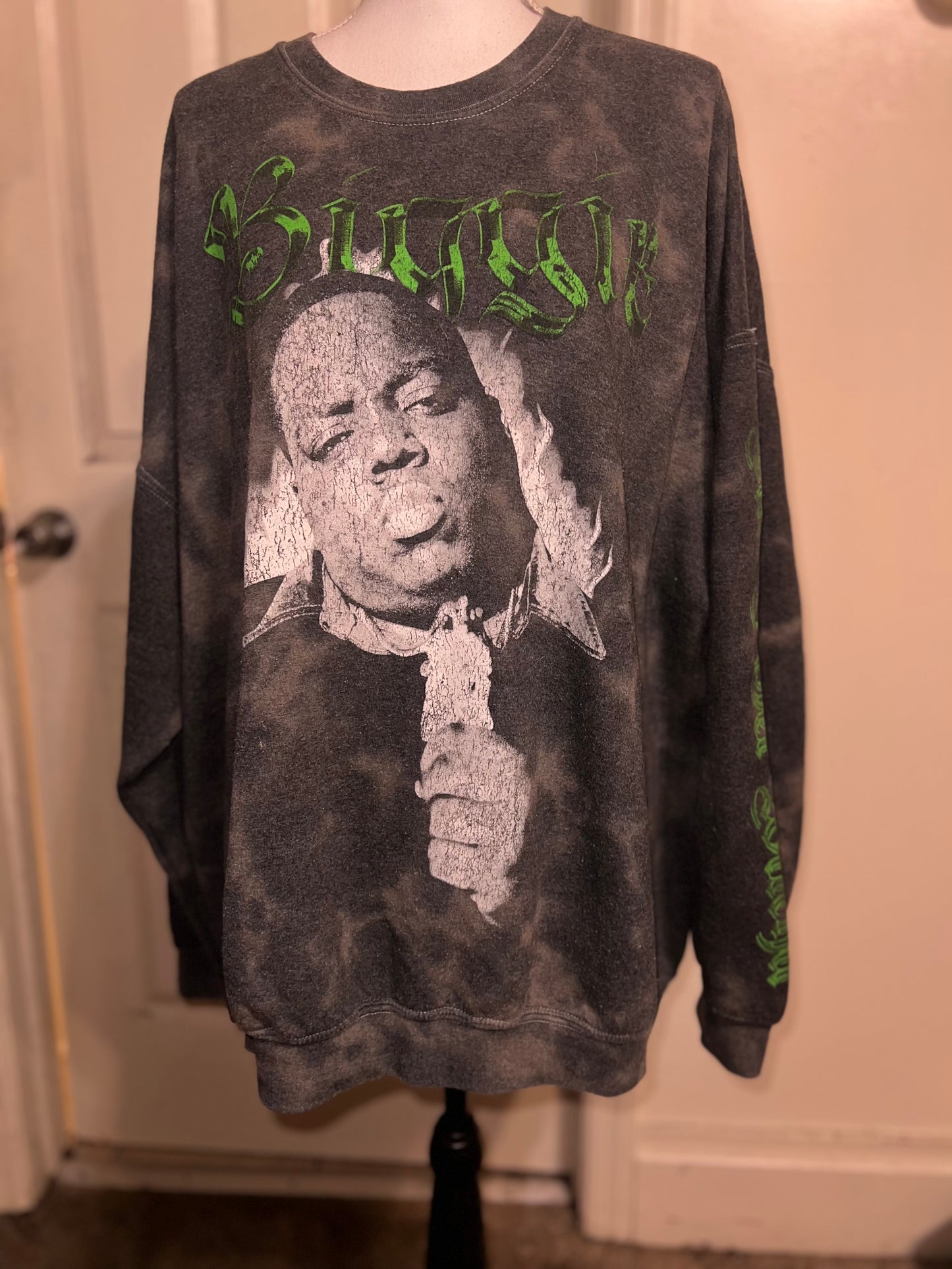 Biggie Smalls Oversized Distressed Sweatshirt