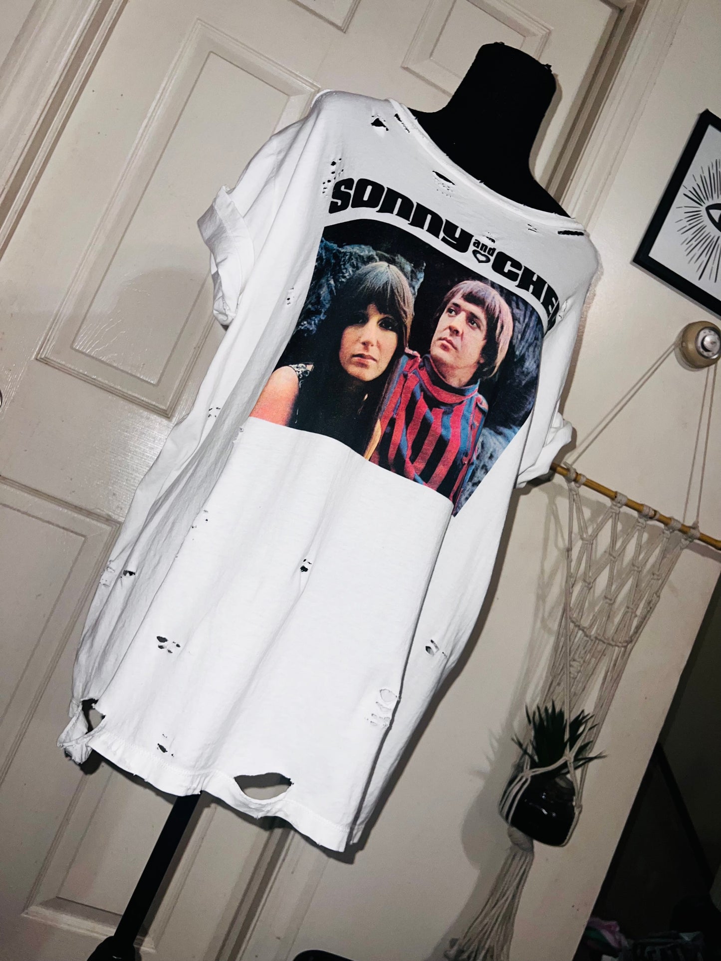 Sonny and Cher Oversized Distressed Tee