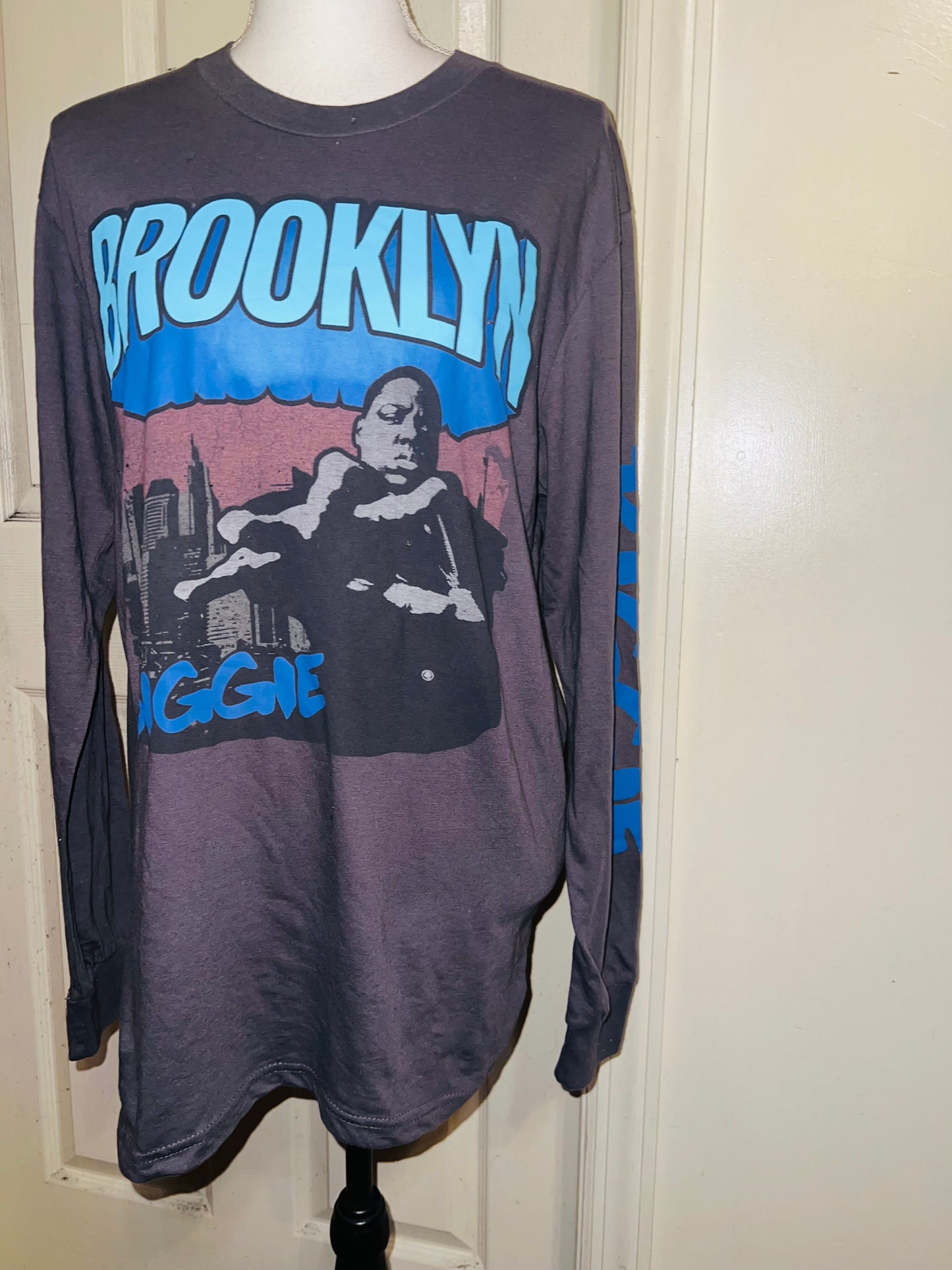 Biggie Smalls Oversized Distressed Long Sleeve Tee