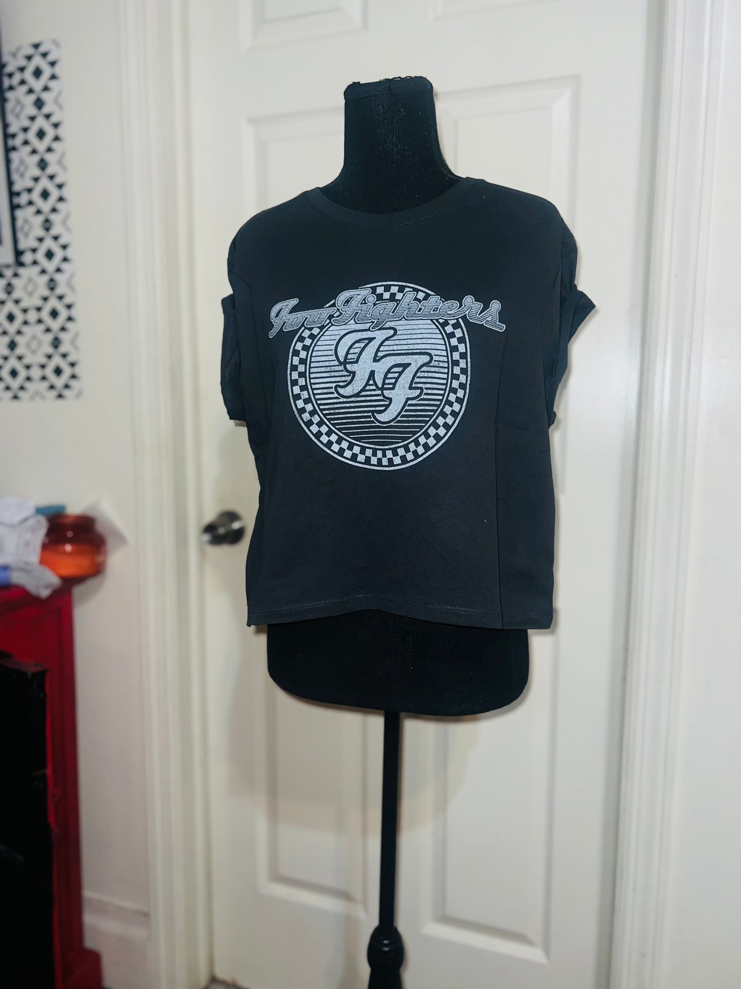 Foo Fighters Oversized Distressed Baby Tee