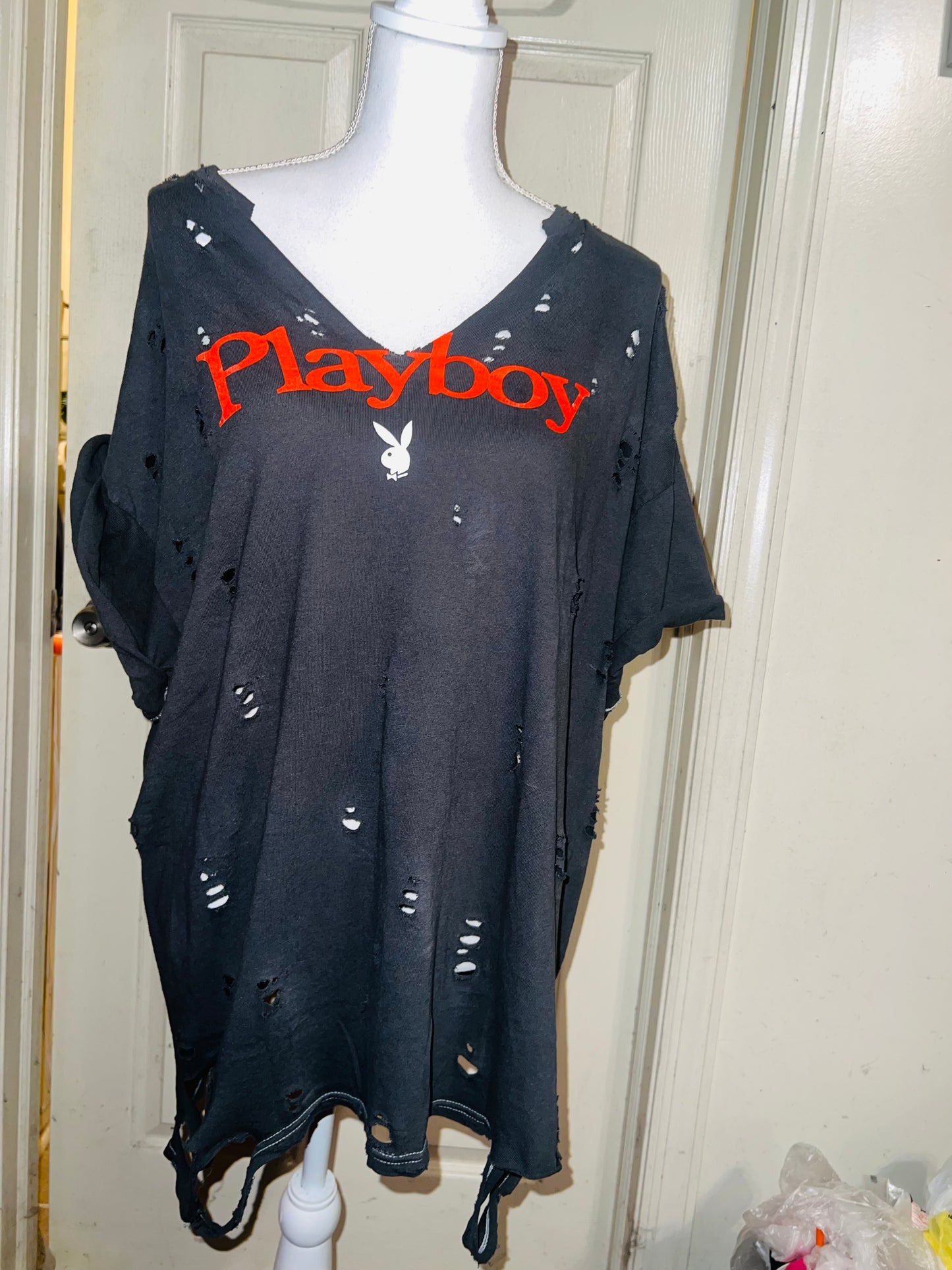 Playboy Double Sided Oversized Distressed Tee