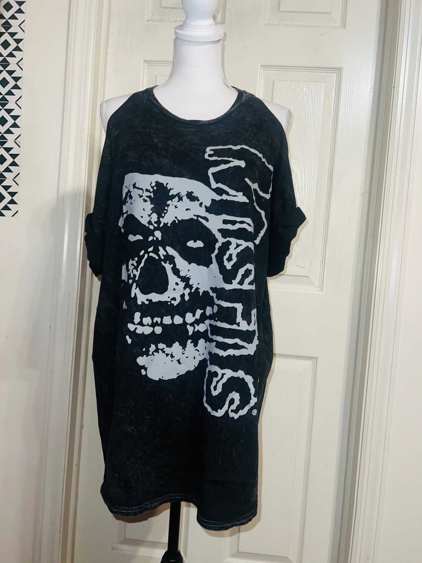 Misfits Shoulder Cut Out Oversized Distressed Tee