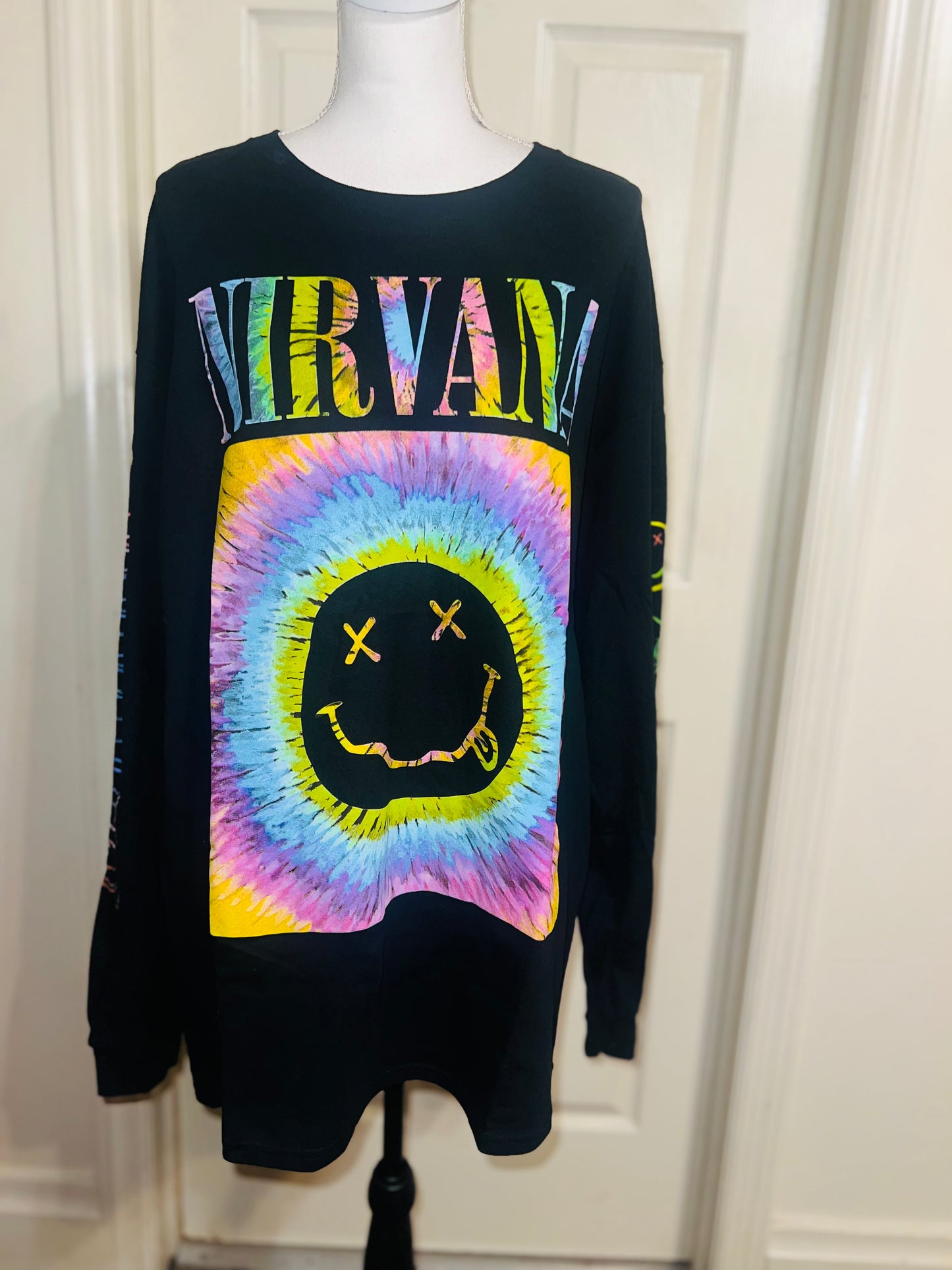 Nirvana Oversized Distressed Long Sleeve Tee