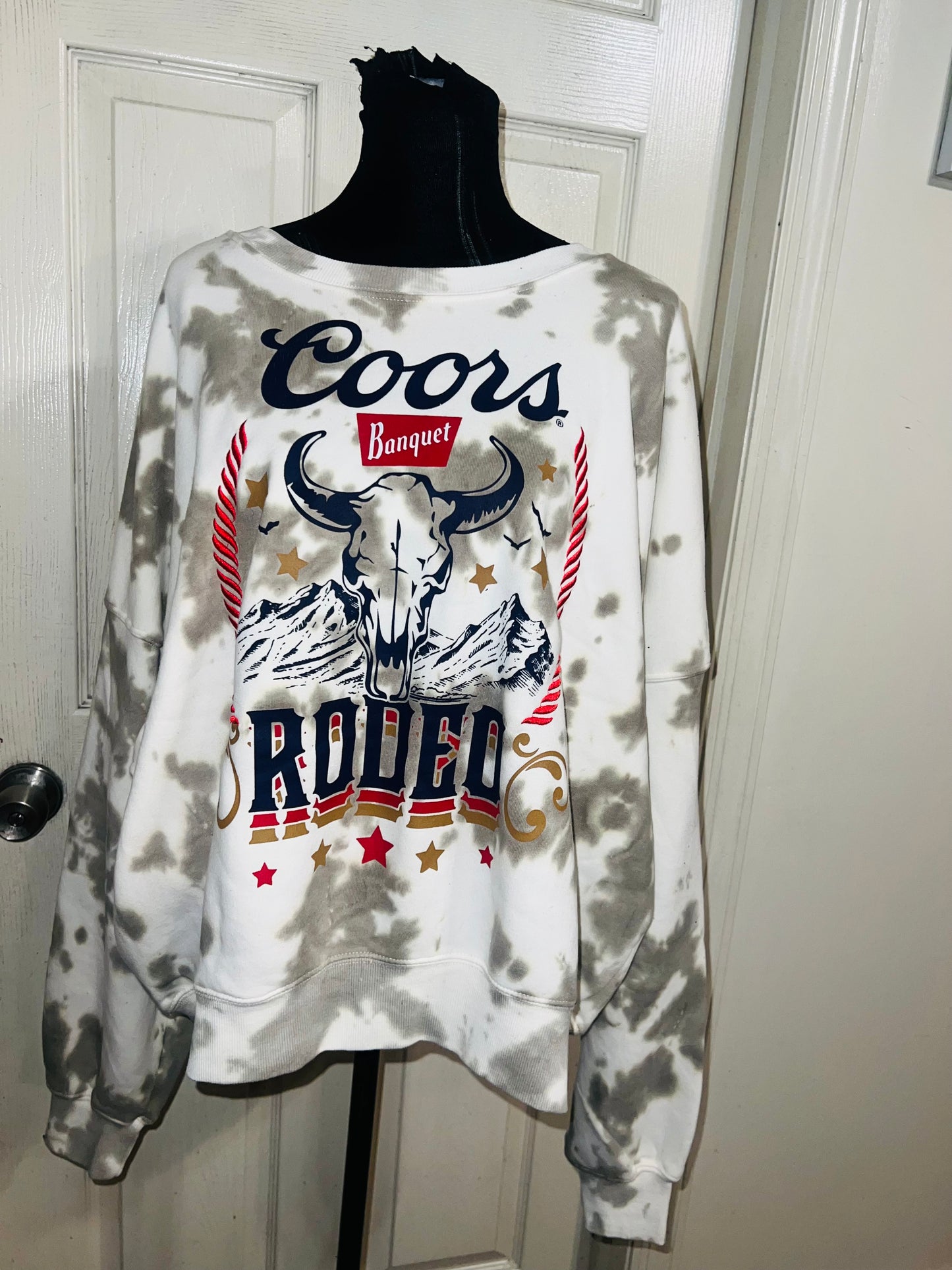 Coors Banquet Rodeo Oversized Distressed Sweatshirt