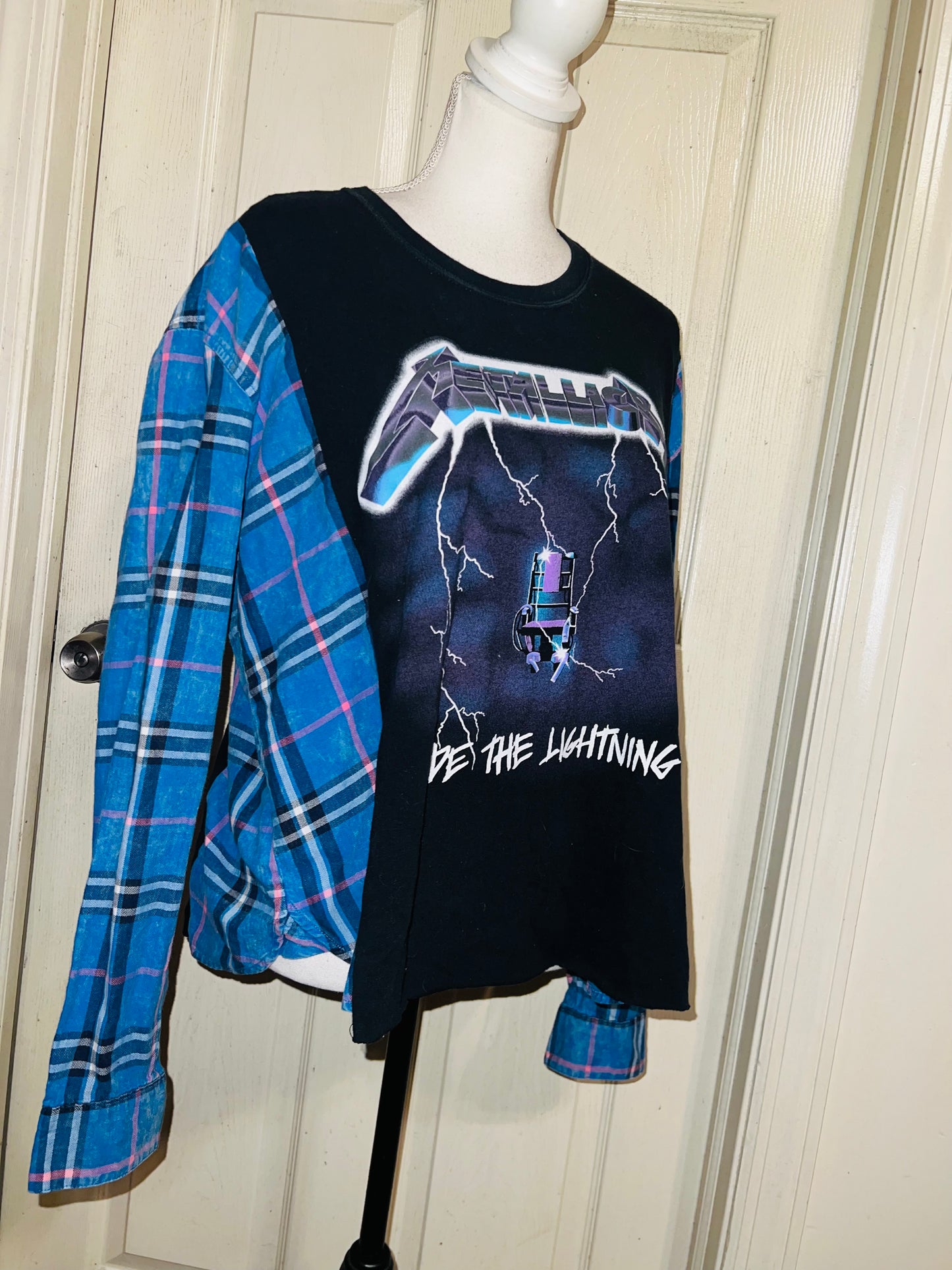 Metallica Oversized Distressed Flannel Long Sleeve Tee