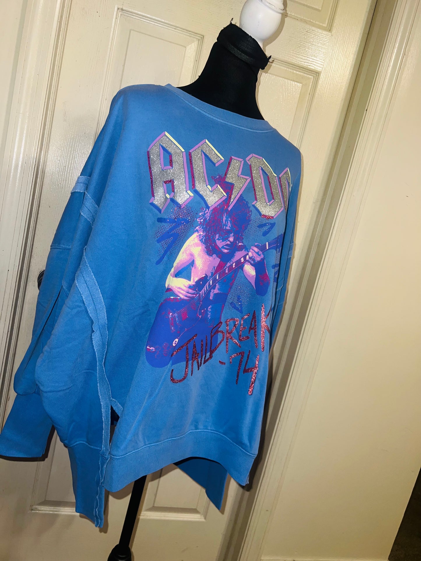 AC/DC Oversized Distressed Sweatshirt