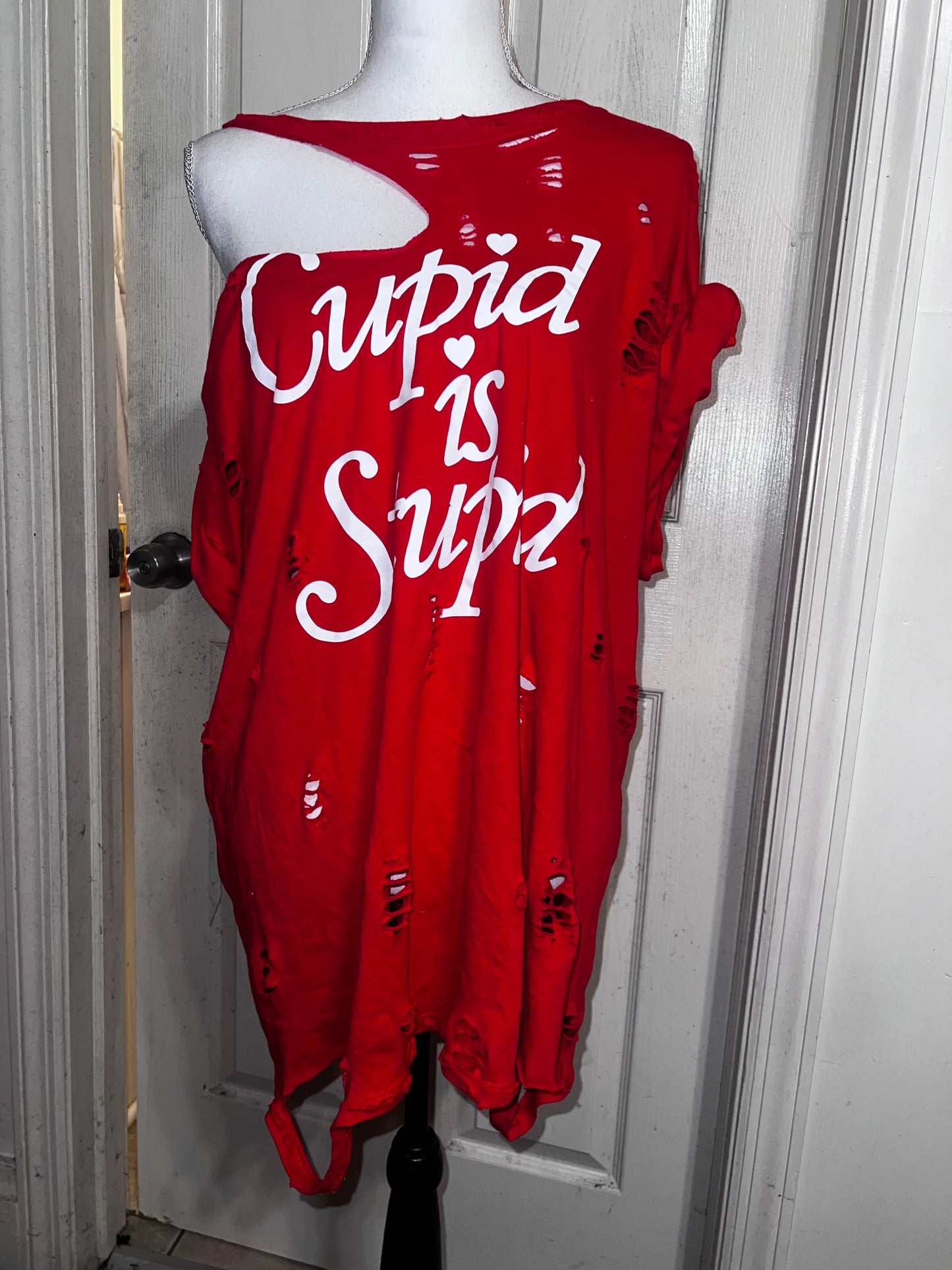Cupid is Stupid Oversized Distressed Tee