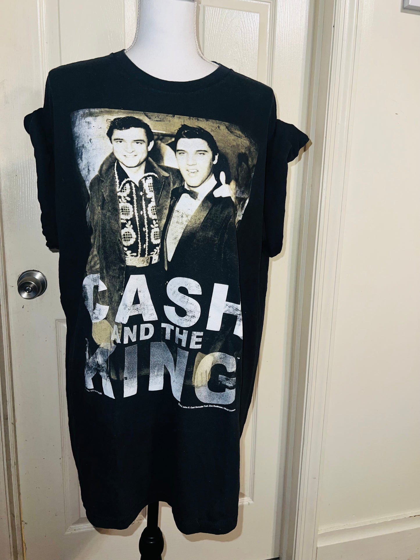 Johnny Cash and Elvis Oversized Distressed Tee