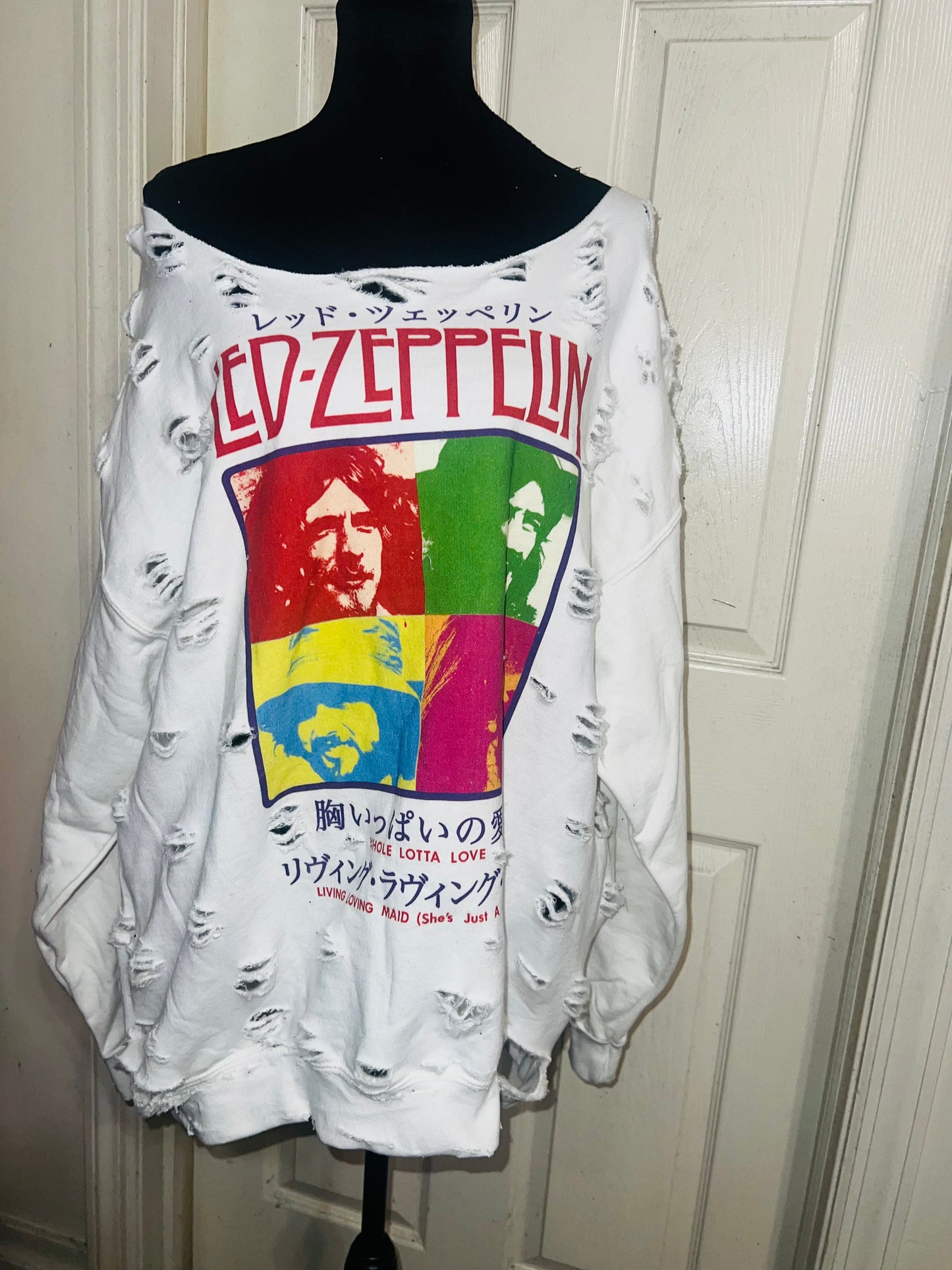 Led Zeppelin Oversized Distressed Sweatshirt