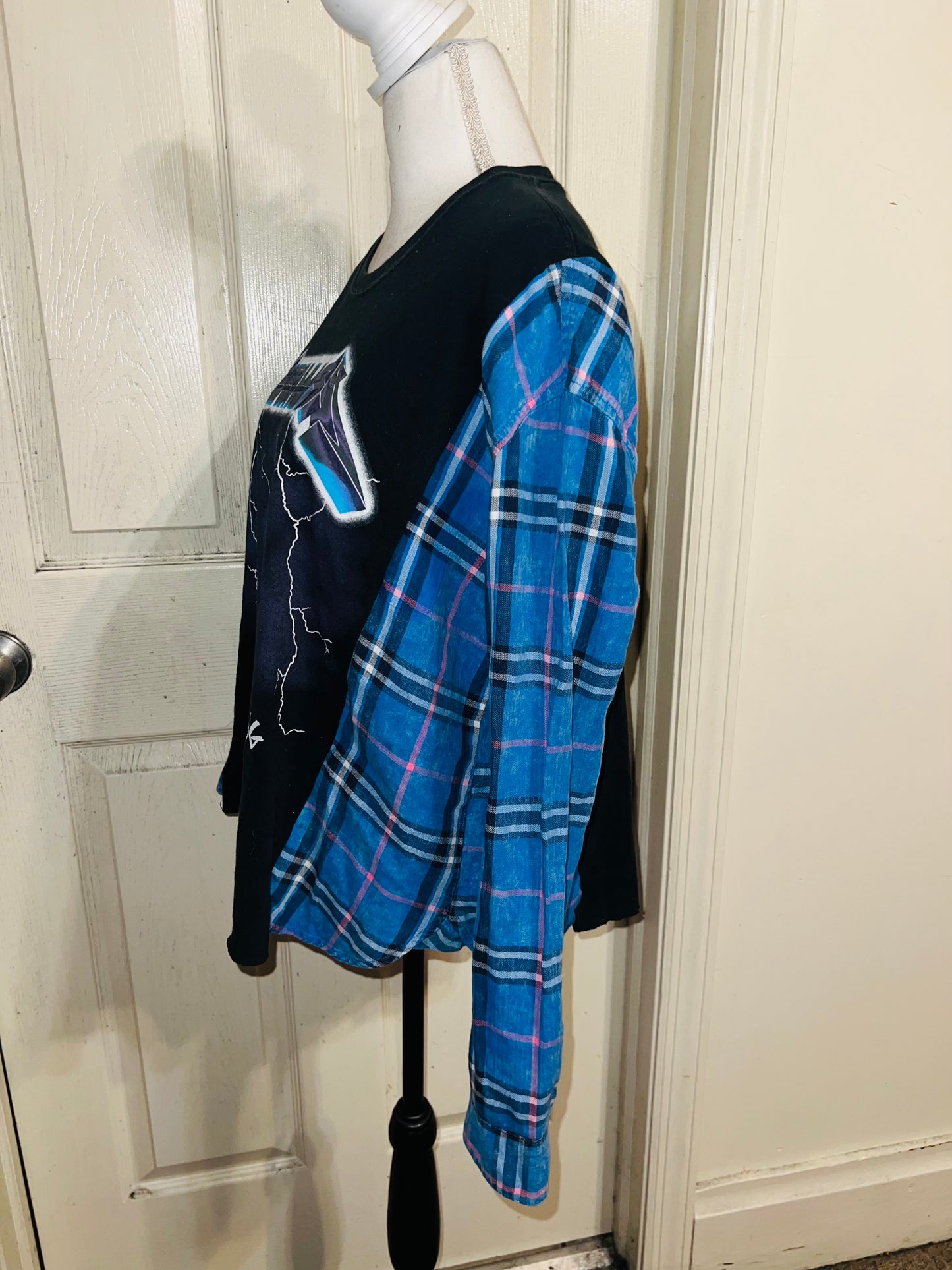 Metallica Oversized Distressed Flannel Long Sleeve Tee