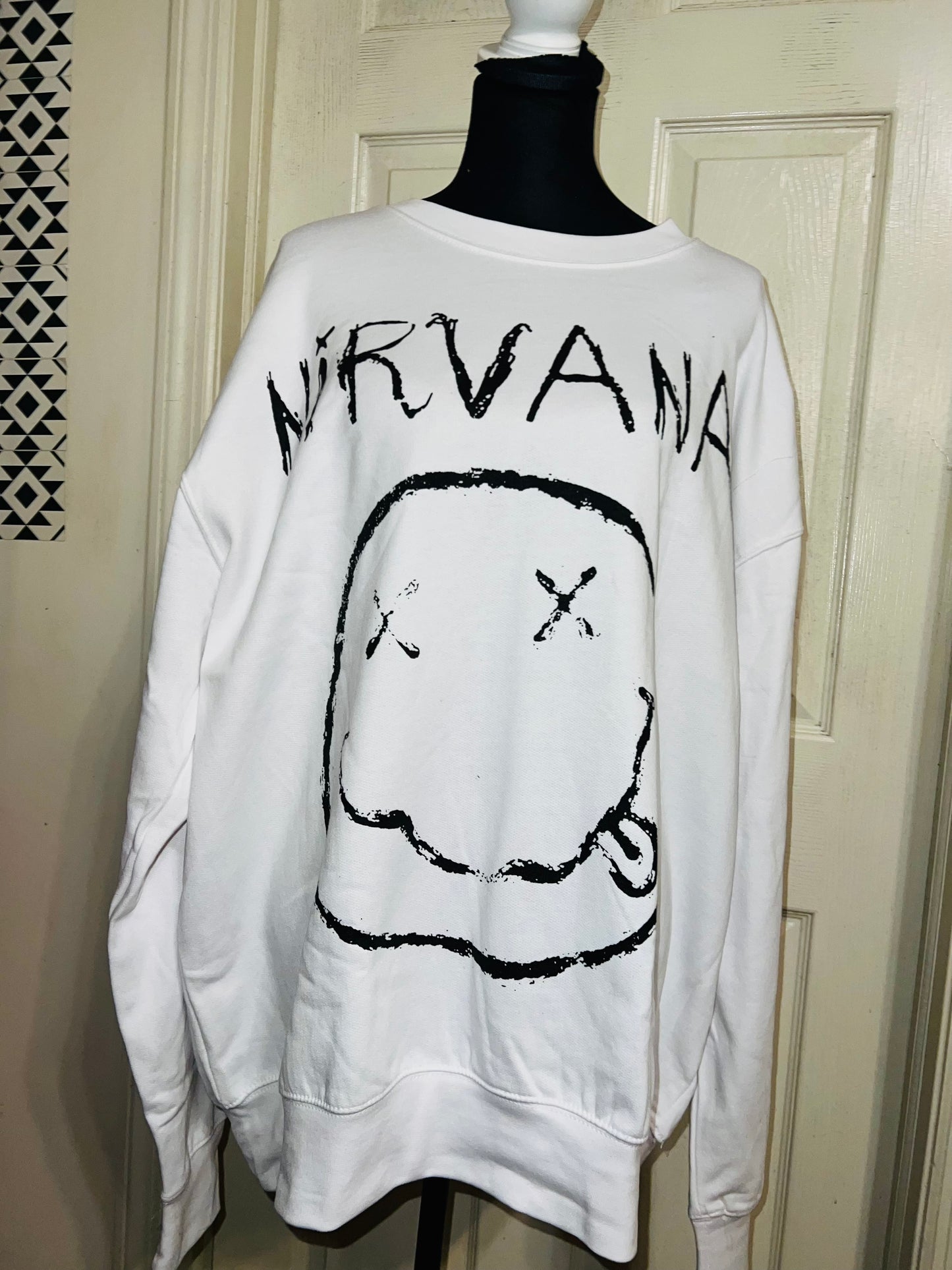 Nirvana Oversized Distressed Sweatshirt