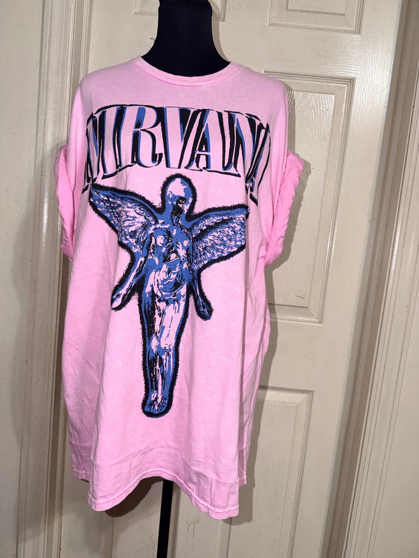 Nirvana Double Sided Oversized Distressed Tee