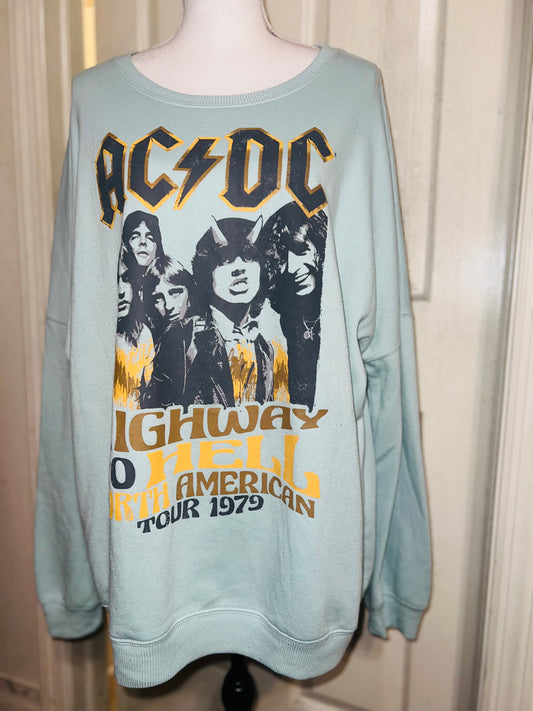 AC/DC Oversized Distressed Sweatshirt