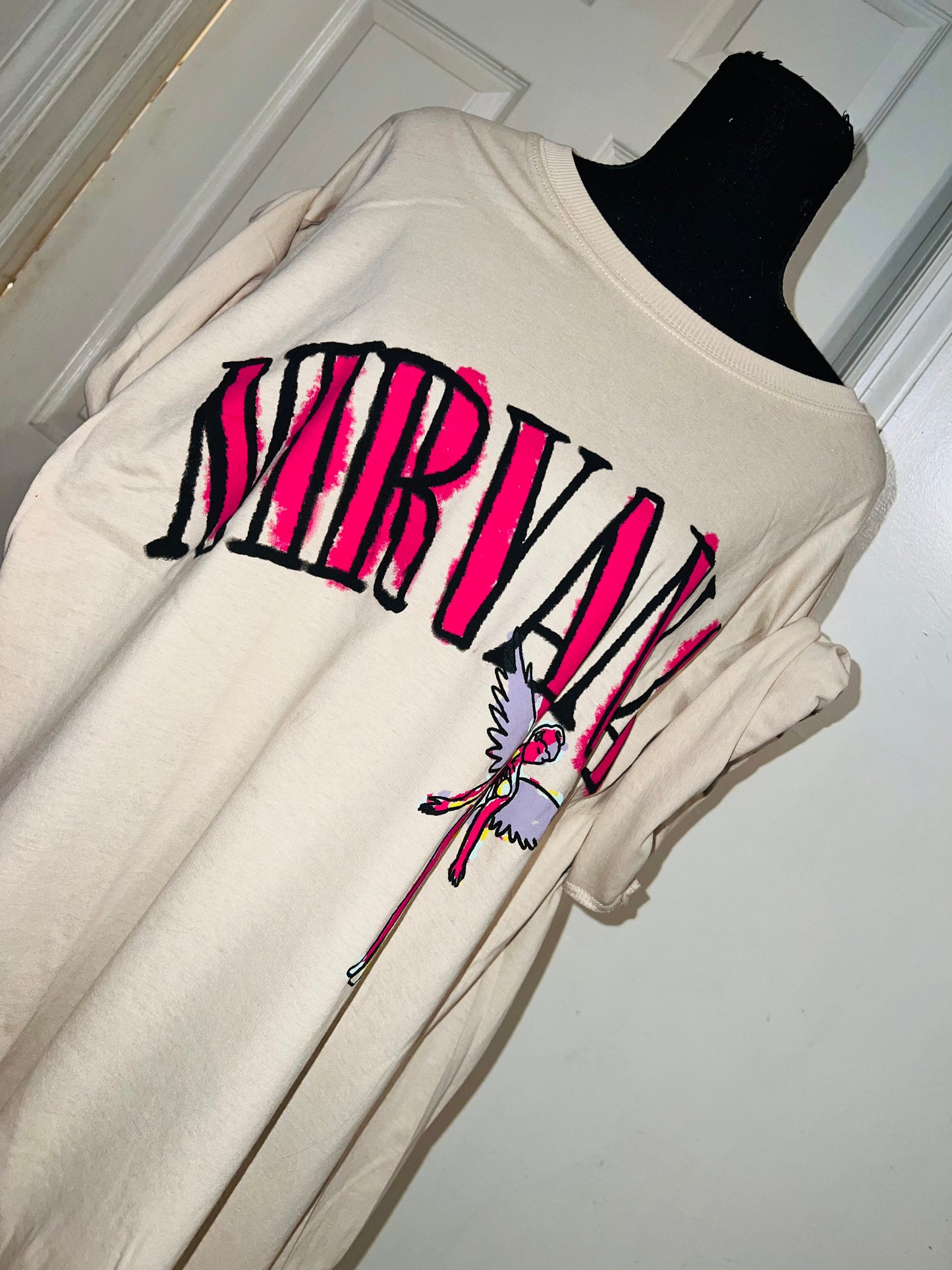 Nirvana Double Sided Oversized Distressed Tee