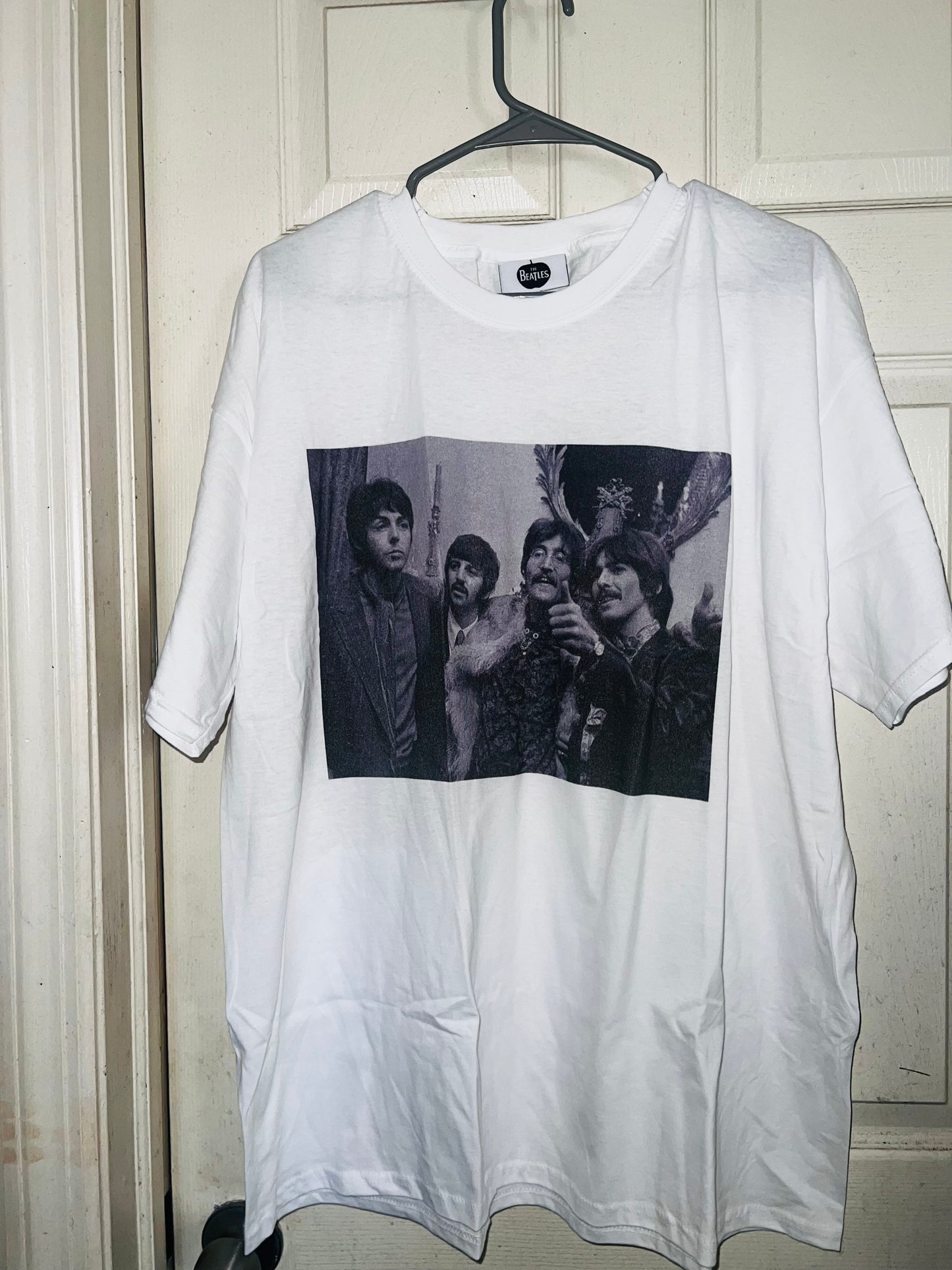 The Beatles Black & White Photograph Oversized Distressed Tee