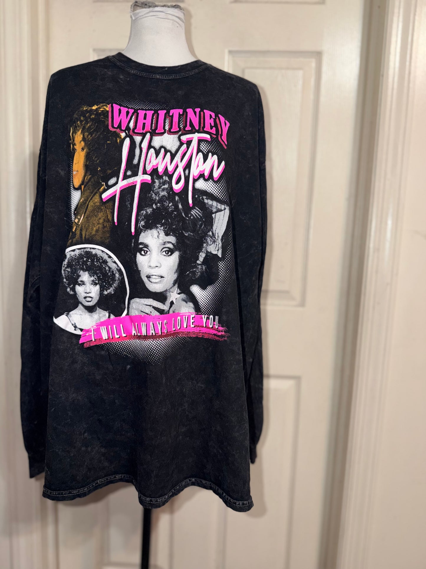 Whitney Houston Oversized Distressed Long Sleeve Tee