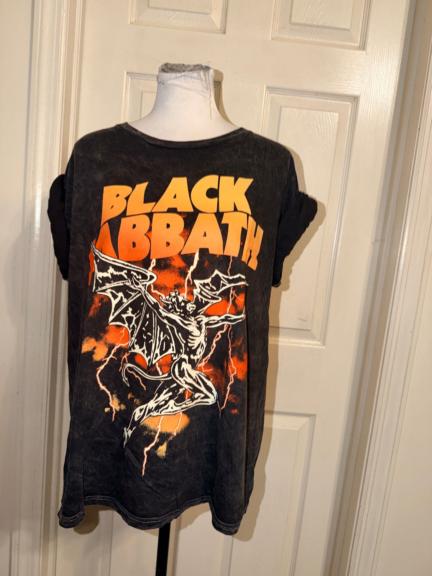 Black Sabbath Double Sided Oversized Distressed Tee