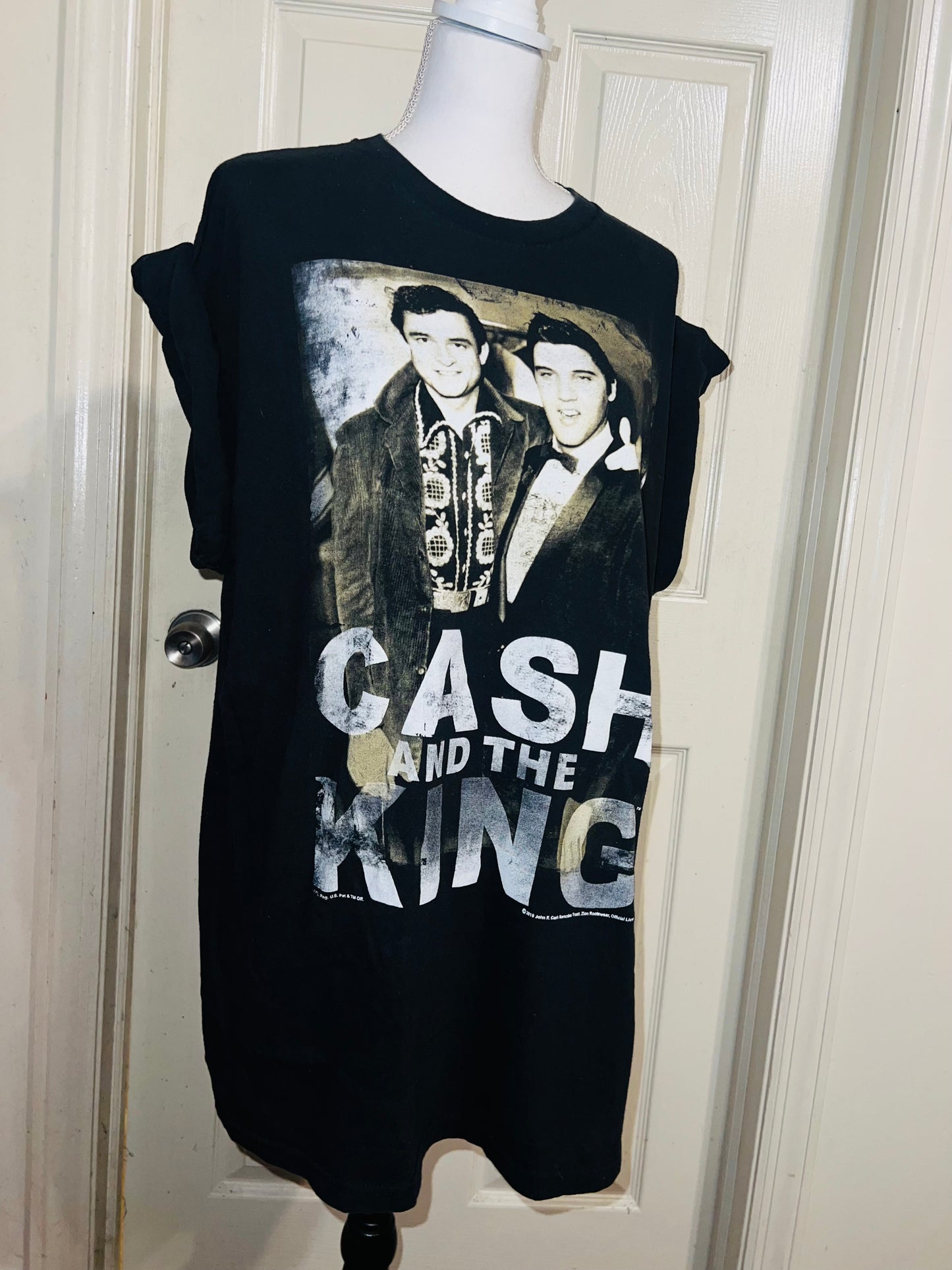 Johnny Cash and Elvis Oversized Distressed Tee