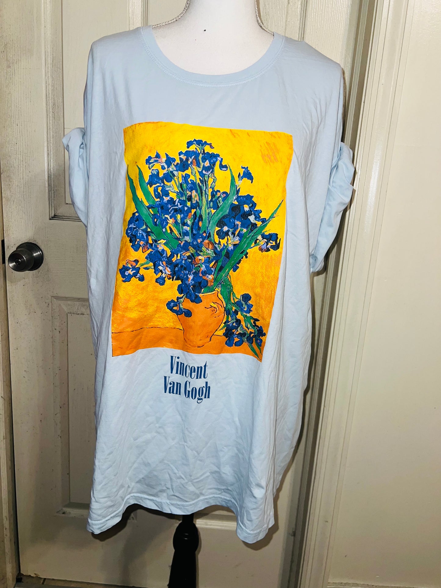 Vincent Van Gogh Irises Oversized Distressed Tee