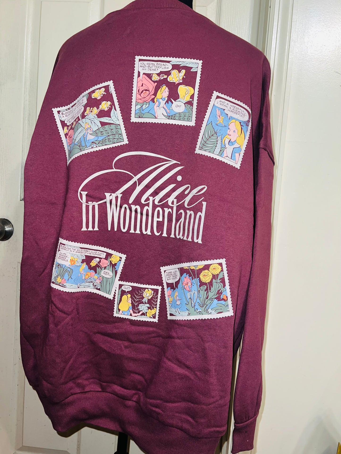 Alice in Wonderland Double Sided Oversized Distressed Sweatshirt