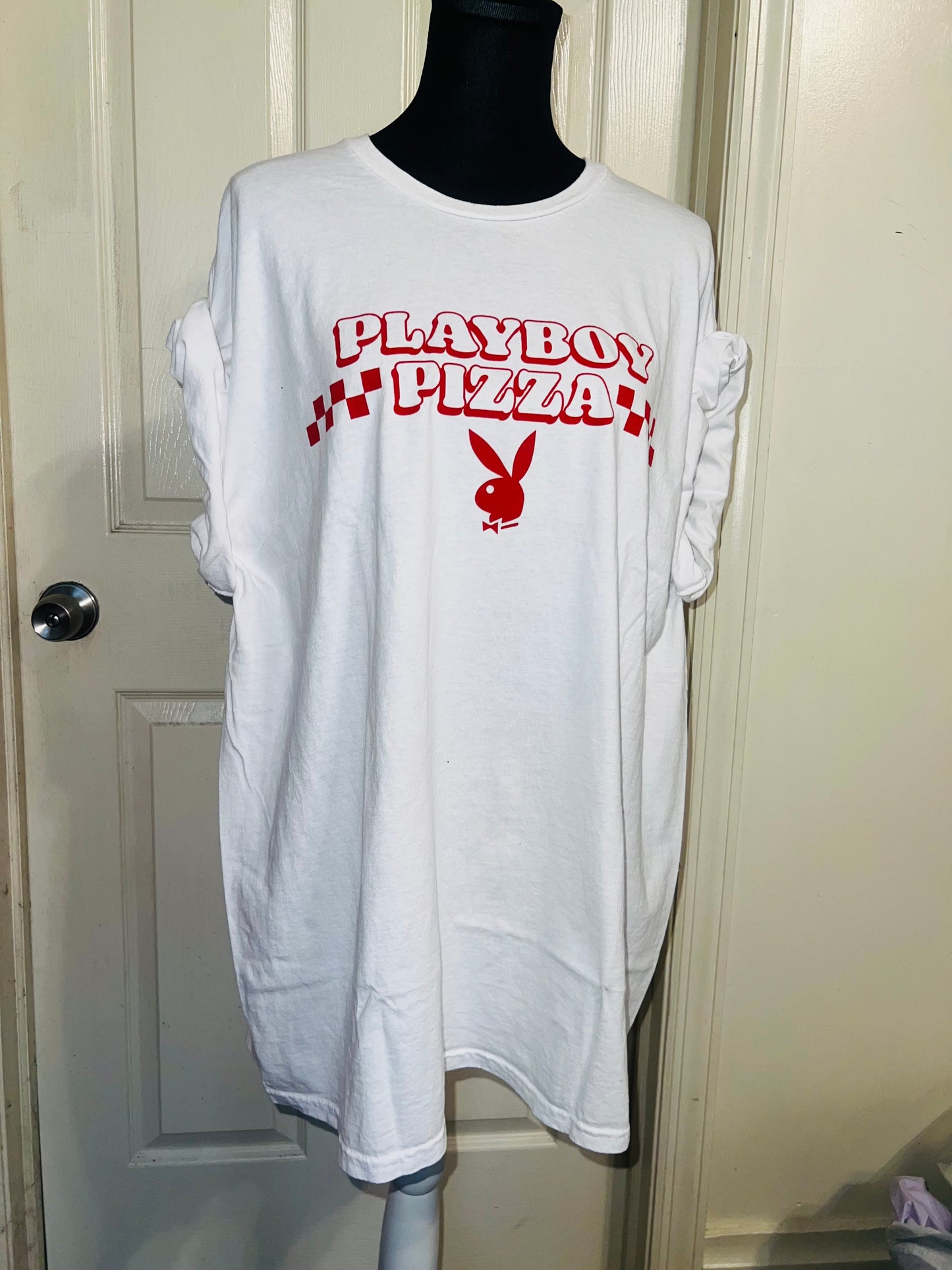 Playboy Pizza Double Sided Distressed Tee