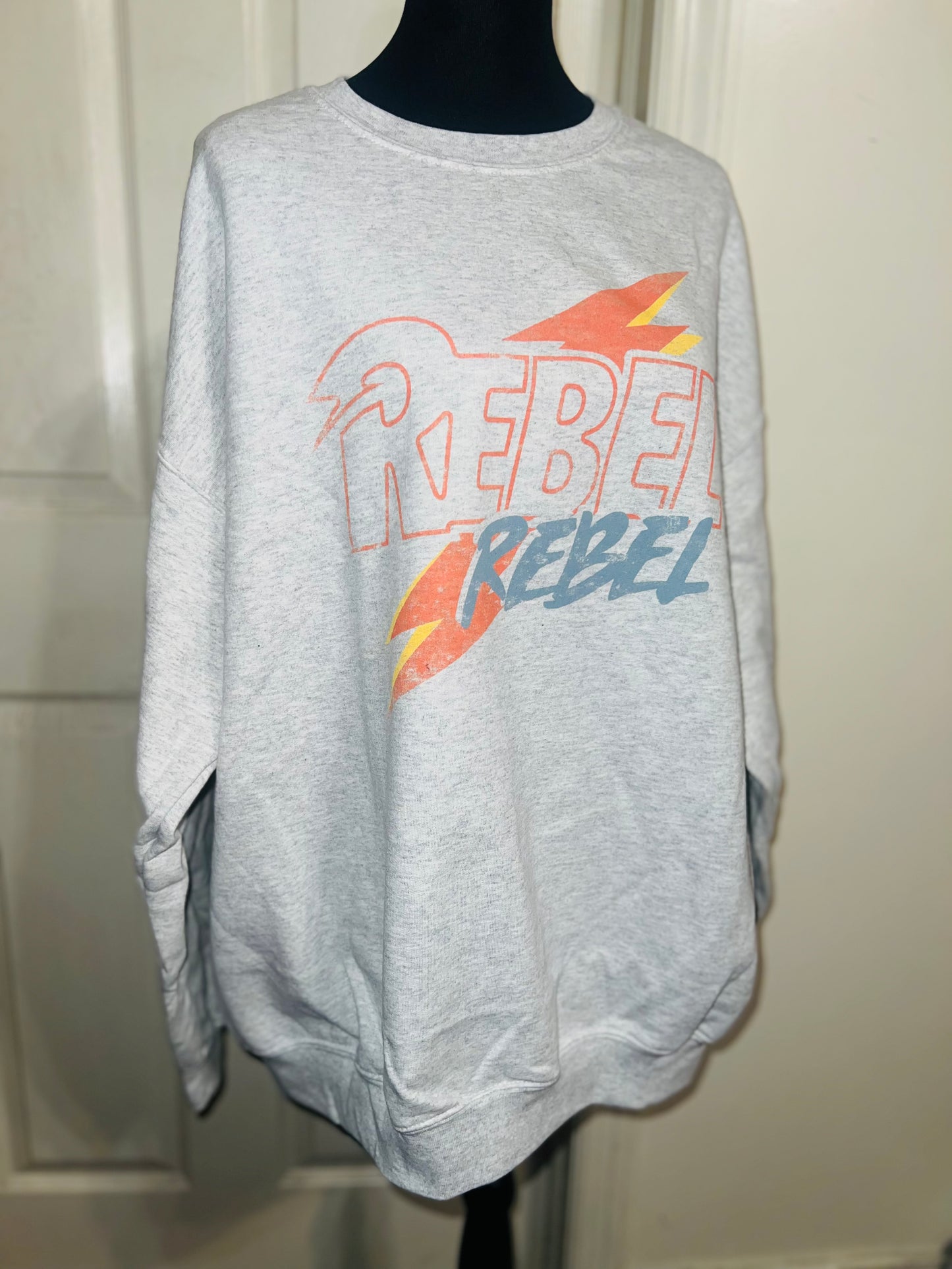 Rebel Rebel Bowie Oversized Distressed Sweatshirt