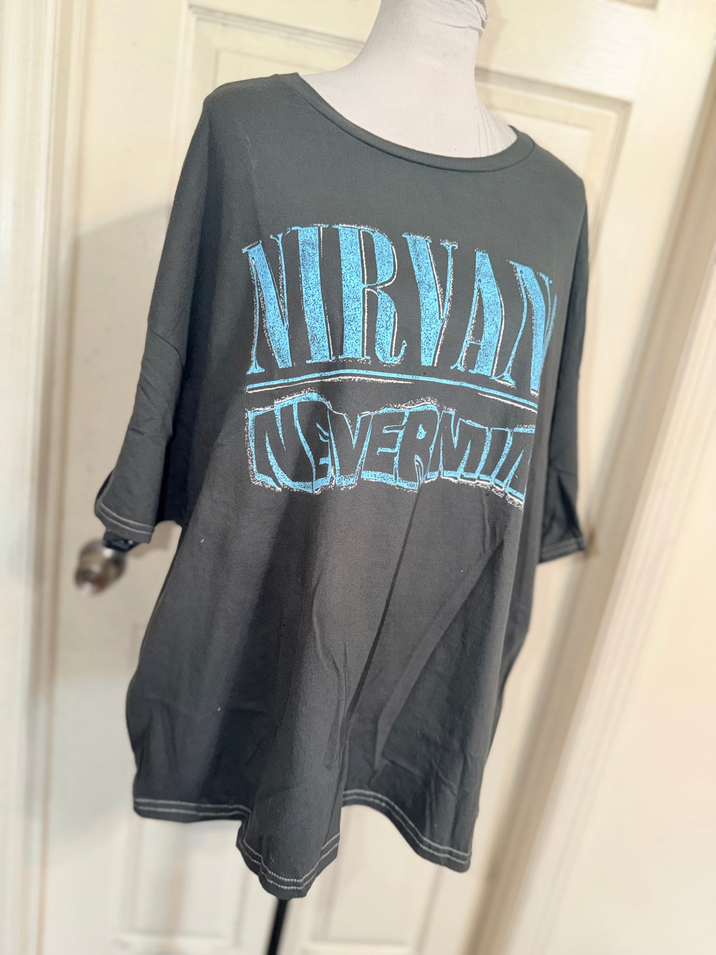 Nirvana Double Sided Oversized Distressed Tee