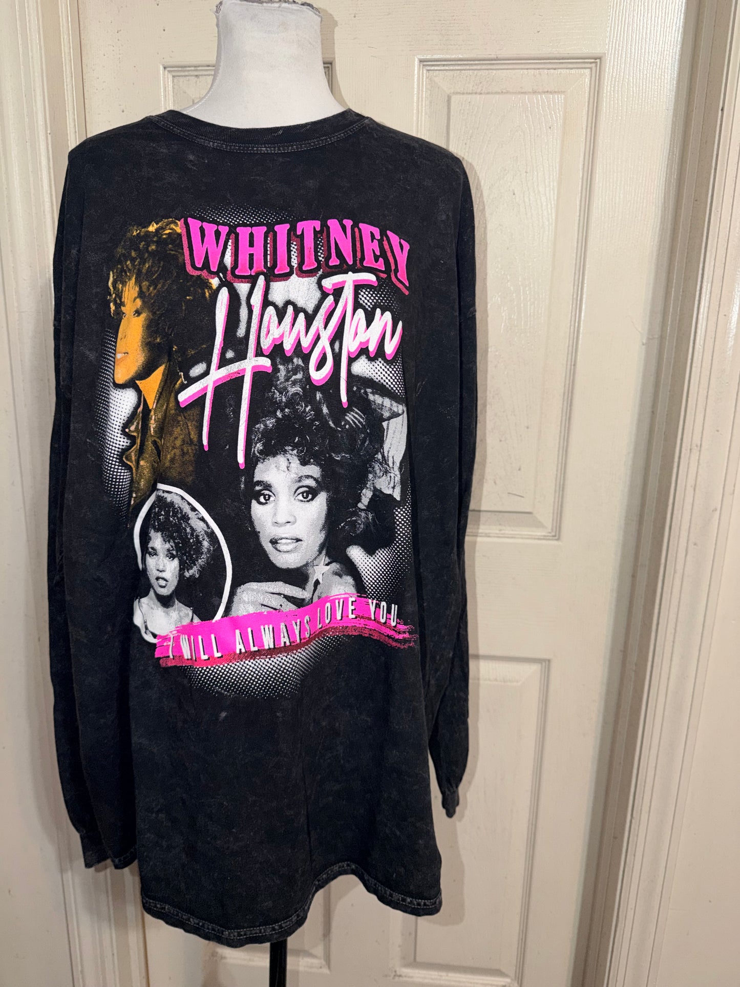 Whitney Houston Oversized Distressed Long Sleeve Tee