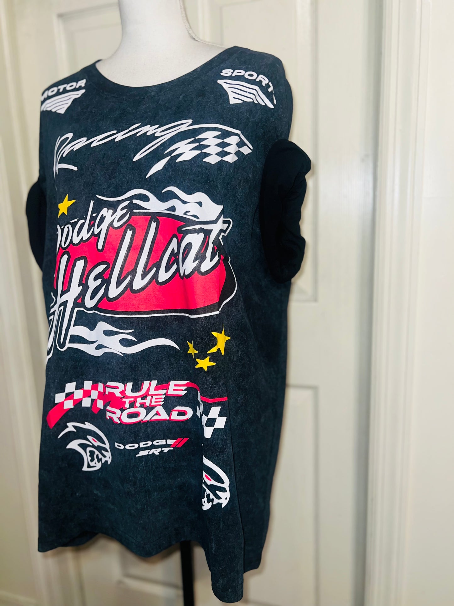 Dodge Hellcat Racing Oversized Distressed Tee  on