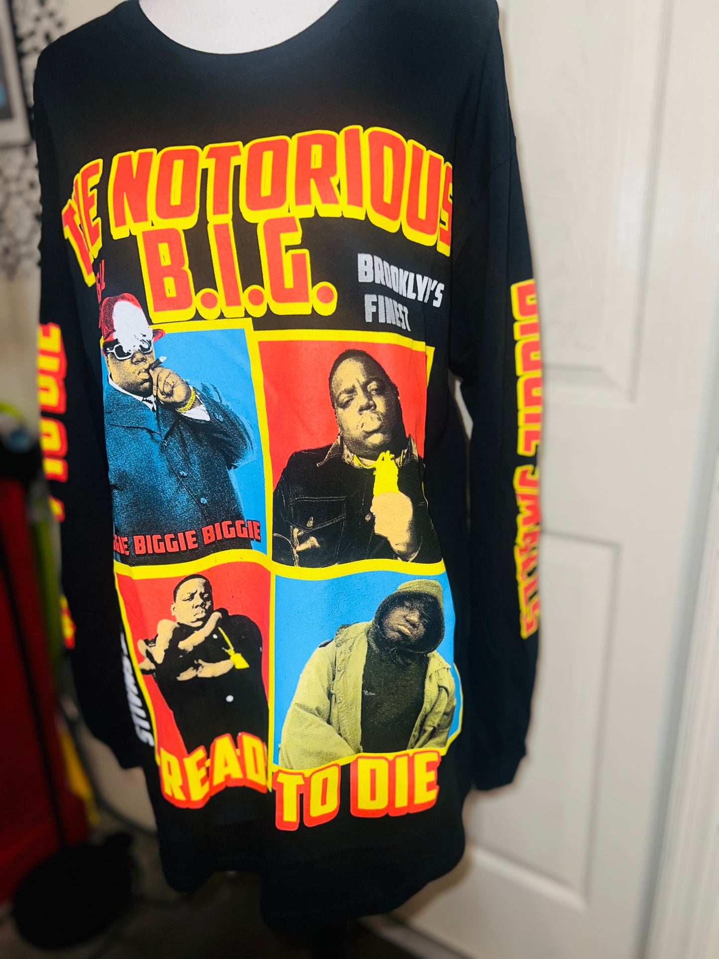 Notorious B.I.G. Oversized Distressed Long Sleeve Tee