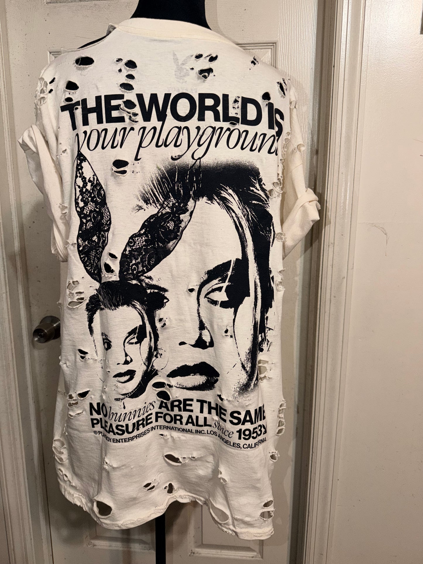 Playboy Double Sided Oversized Distressed Tee