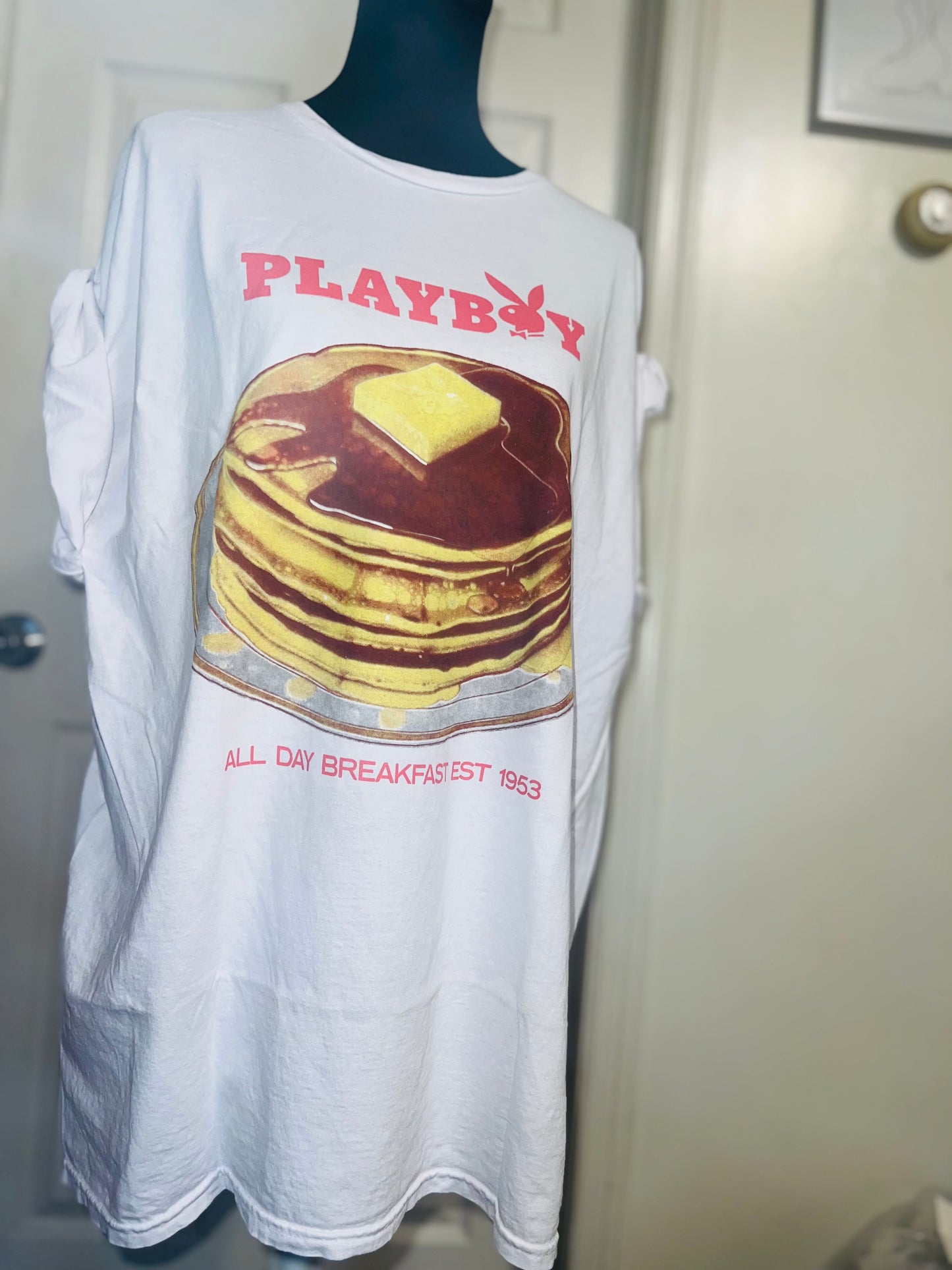 Playboy Pancake Double Sided Distressed Tee
